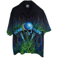 Dragonfly Clothing Co Skull Flame Shirt Mens L Black Button Up Motorcycle Biker