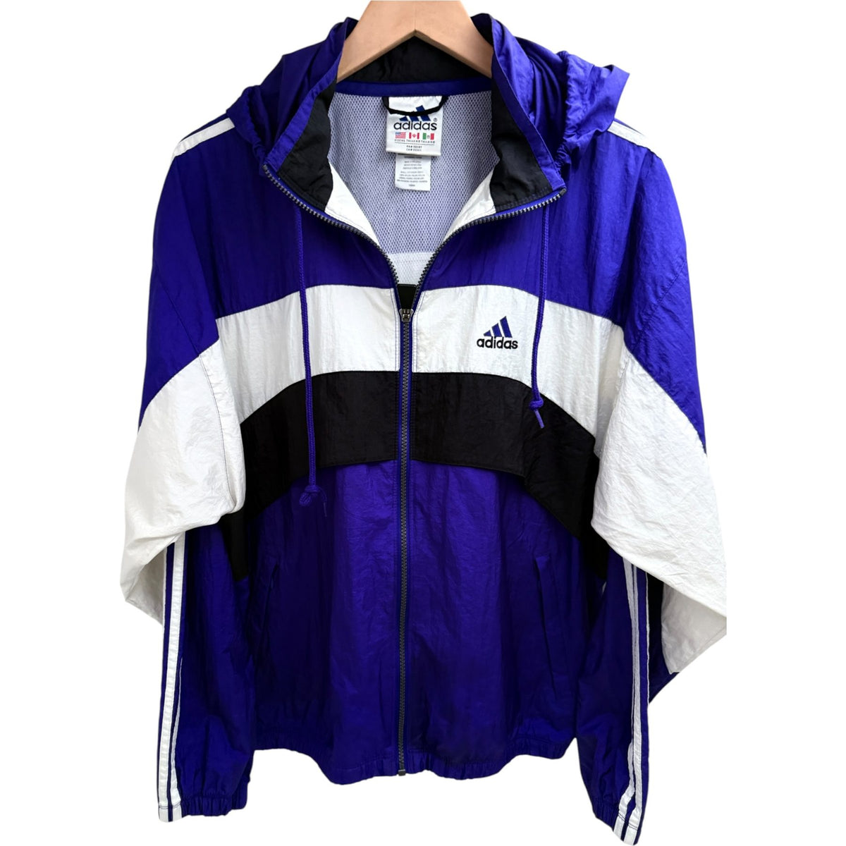 adidas Men's Purple Colorblock Full-Zip Fleece Jacket — front view
