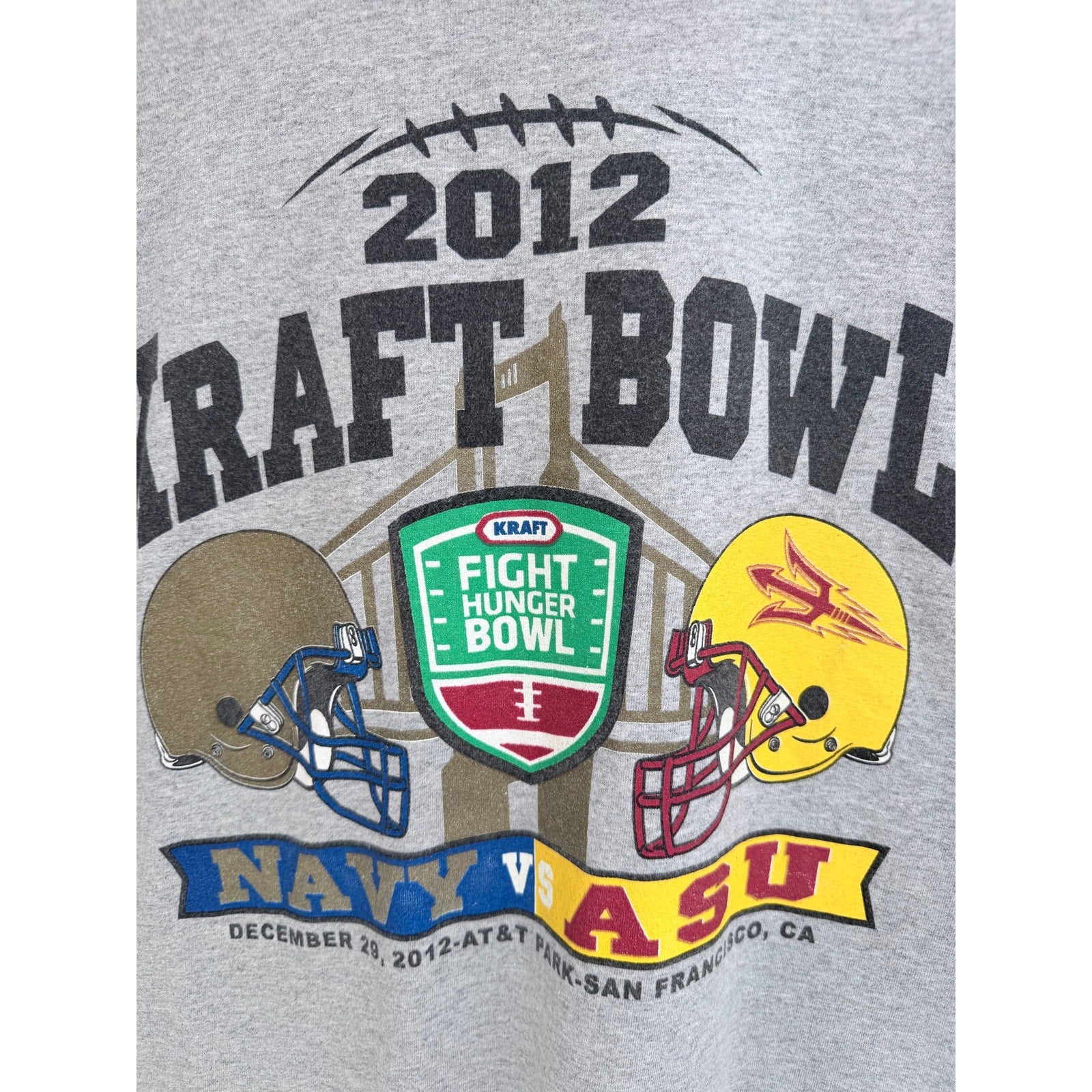 2012 Kraft Fight Hunger Bowl Navy vs ASU T Shirt Mens XL Gray Football Tee