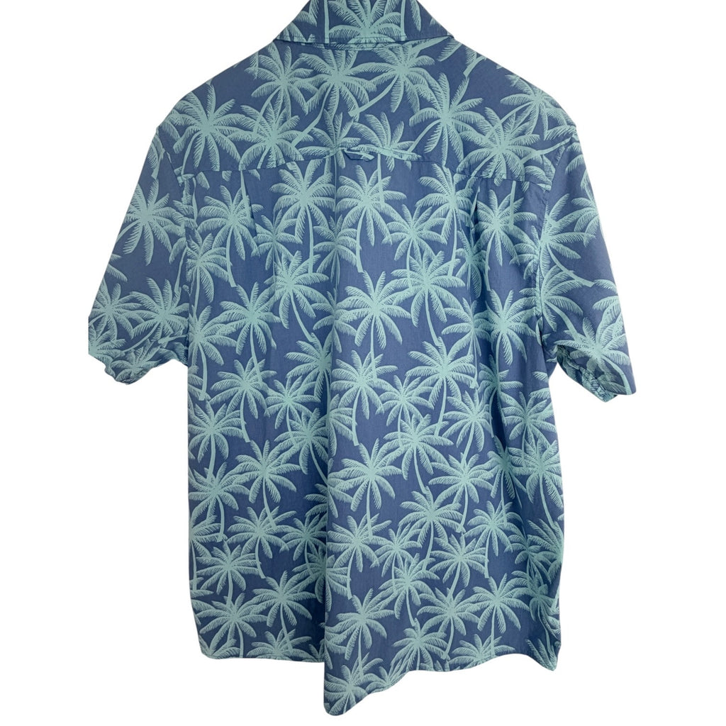 Hurley Hawaiian Shirt Mens XL Blue Palm Tree Tropical Button Up Beach Camp