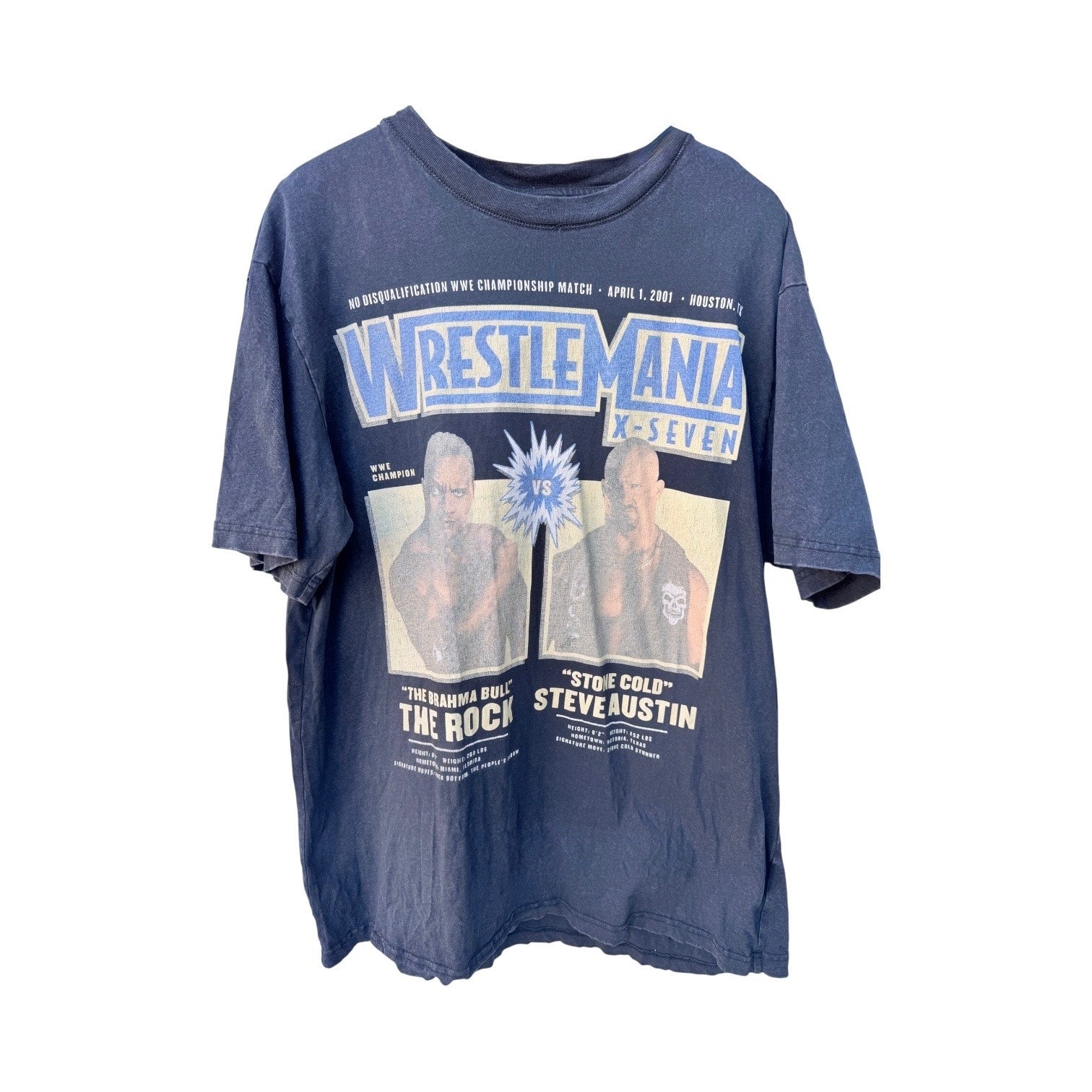 WrestleMania T Shirt Mens 2XL Black WWE The Rock Stone Cold Wrestling Tee