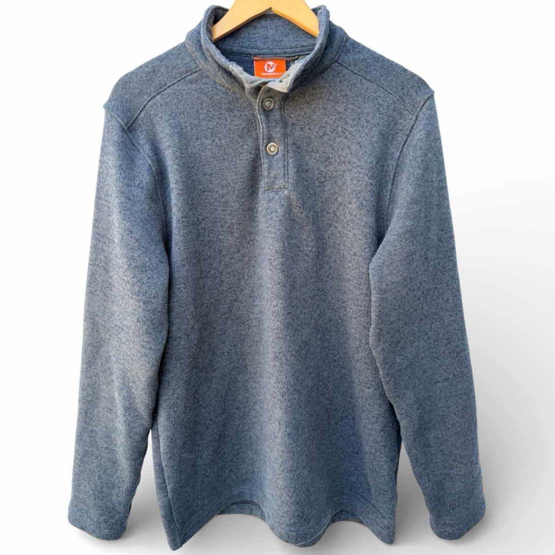Merrell Select Regulate Fleece Pullover Mens Med Gray Snap Neck Outdoor Jacket
