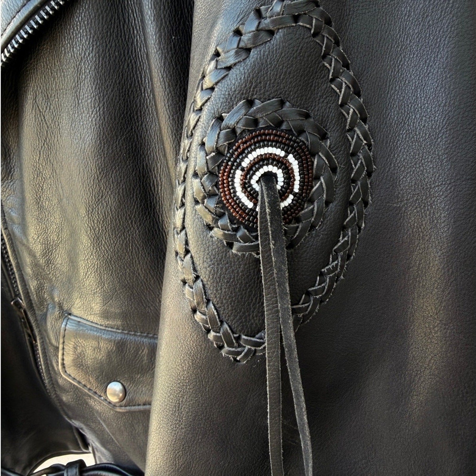Leather Mill Western Biker Leather Jacket Mens 46 - product photo 7