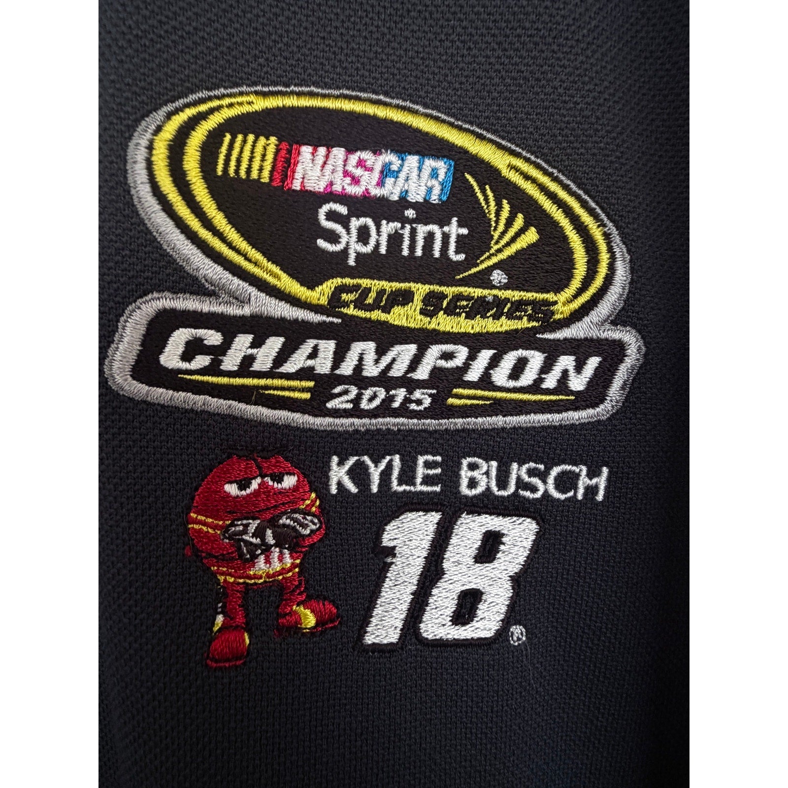 Kyle Busch 18 NASCAR Sprint Cup Series Champion 2015 Polo Shirt Mens XL Black