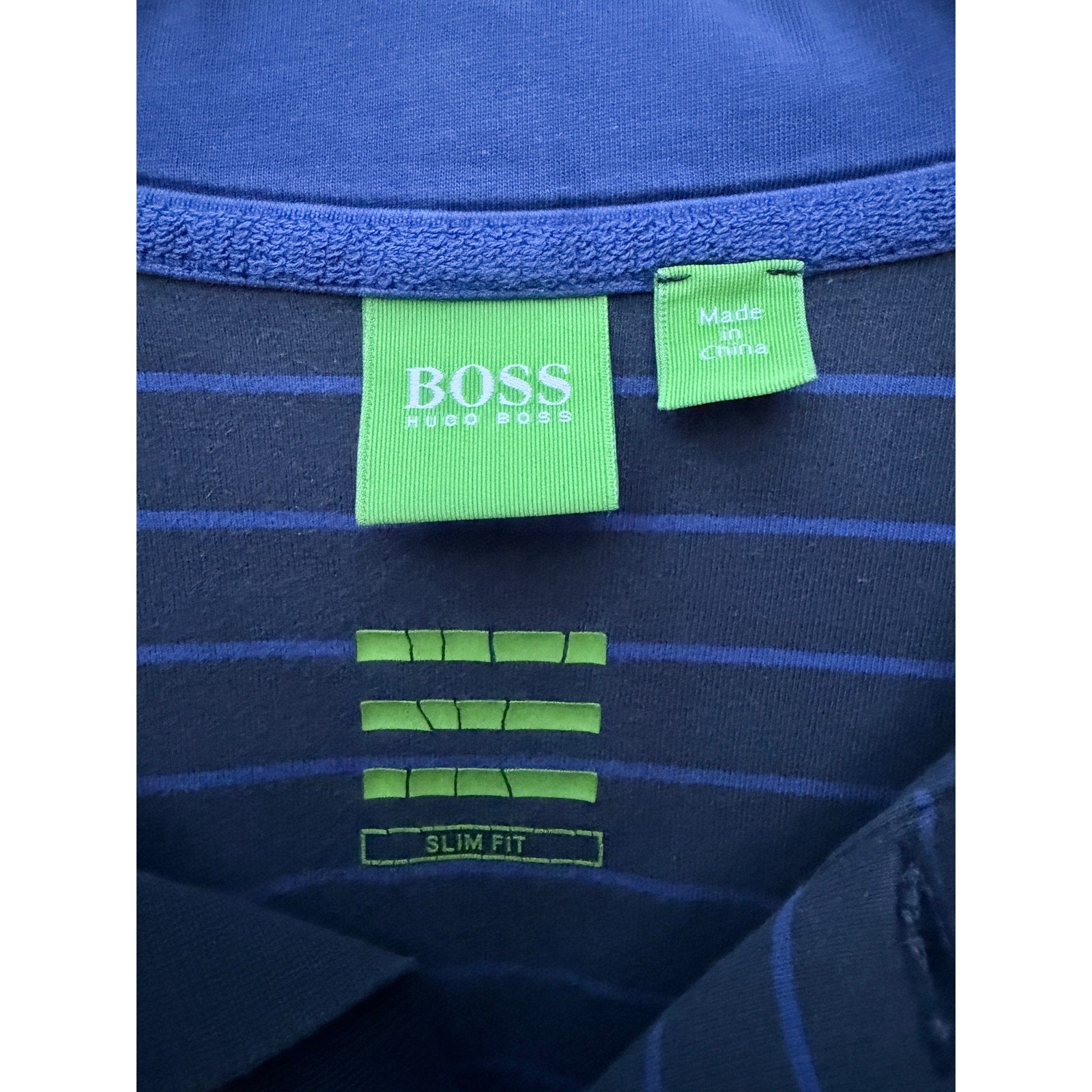 Hugo Boss Polo Shirt Mens XL Blue Striped Slim Fit Short Sleeve Designer