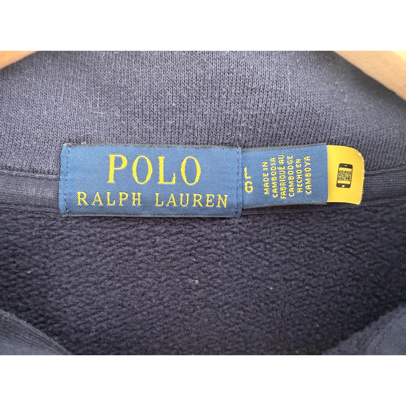 Polo Ralph Lauren Quarter Zip Sweatshirt Mens Large Navy Red Pony Pullover