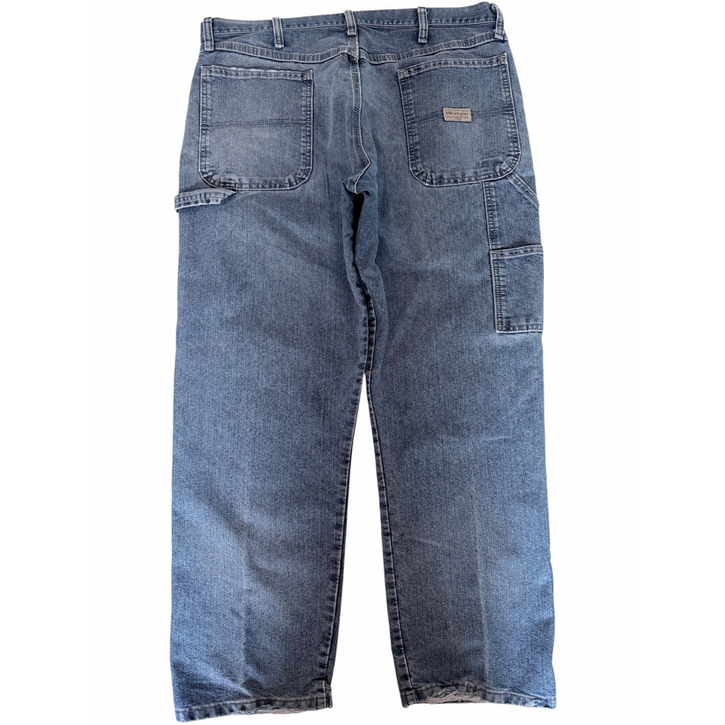 Wrangler Carpenter Jeans Mens 36x30 Blue Denim Workwear Utility Pants
