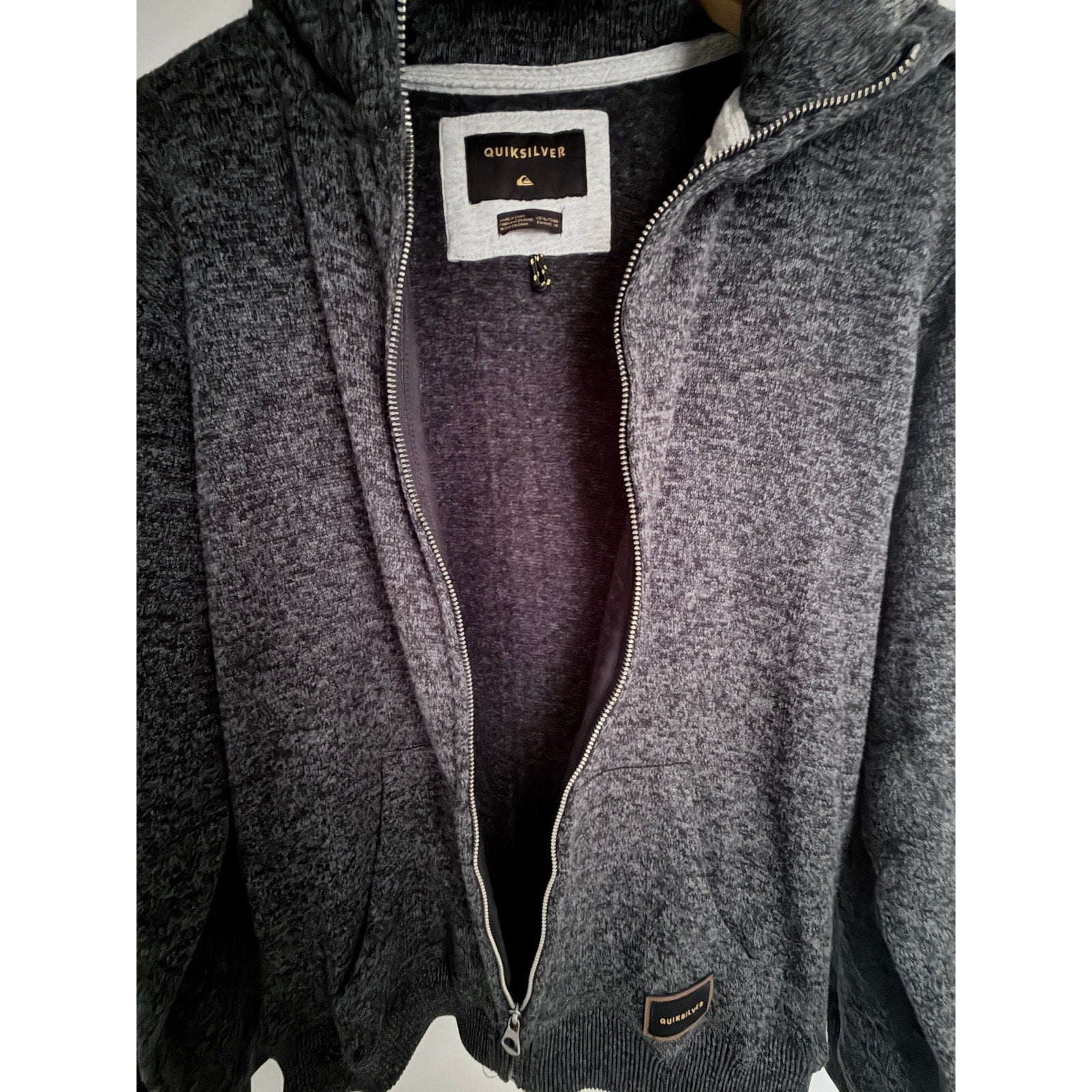 Quiksilver Full Zip Knit Hoodie Mens XL Gray