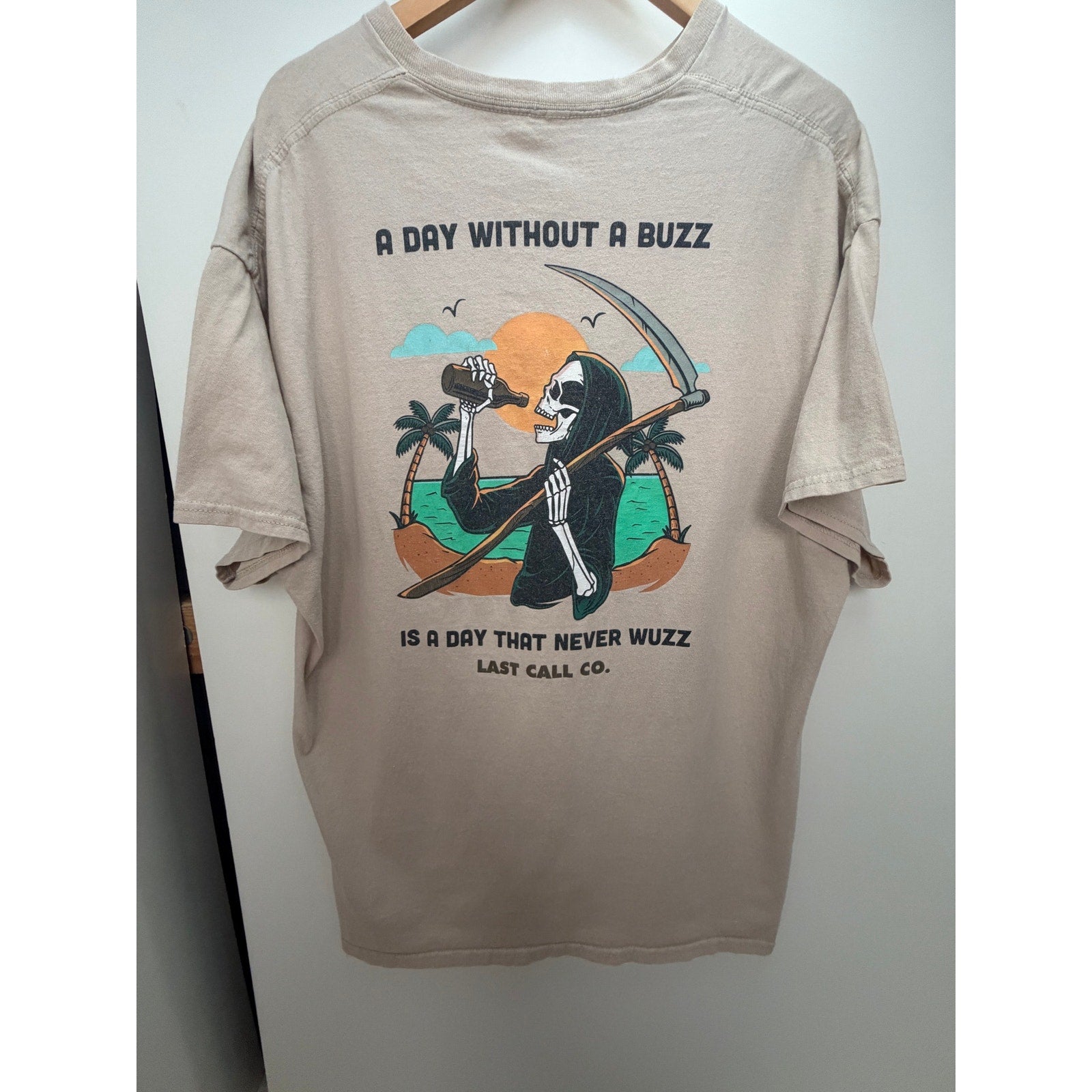 Last Call Co. A Day Without a Buzz Grim Reaper Graphic T-Shirt - product photo 4