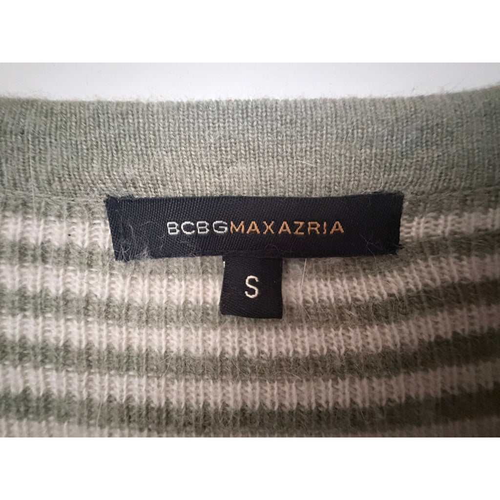 BCBGMAXAZRIA Green Striped Sweater Dress S