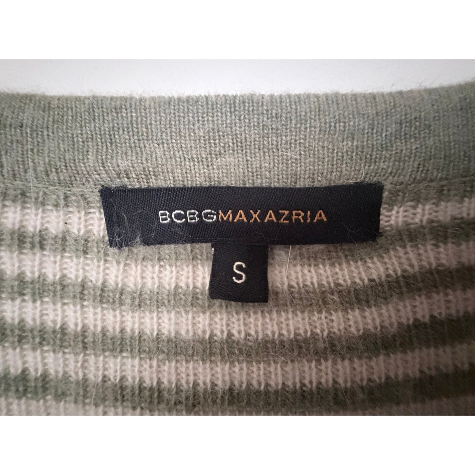BCBGMAXAZRIA Green Striped Sweater Dress S