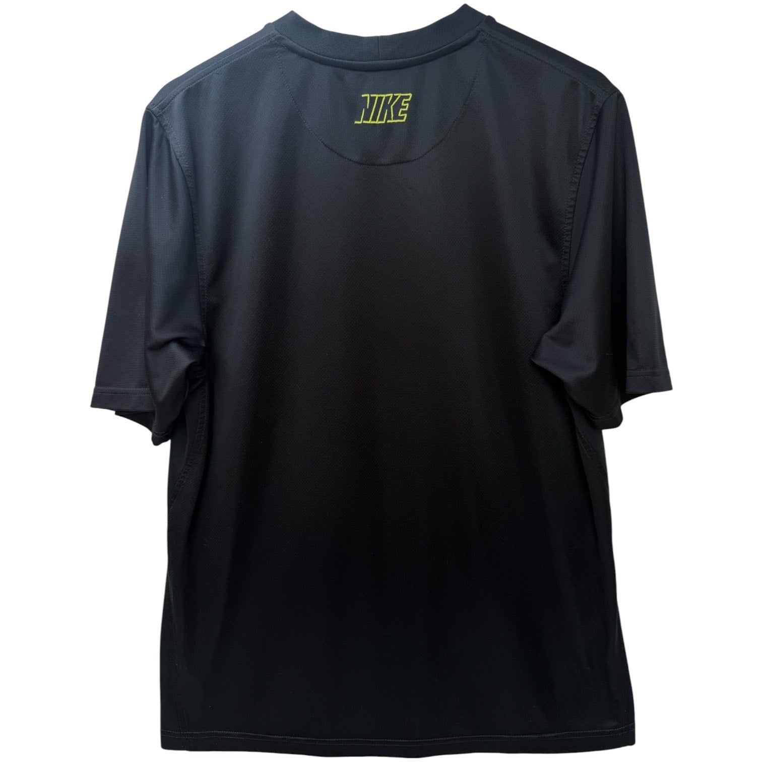 Nike Dri Fit Shirt Mens Medium Black Athletic Performance Short Sleeve Neon Logo