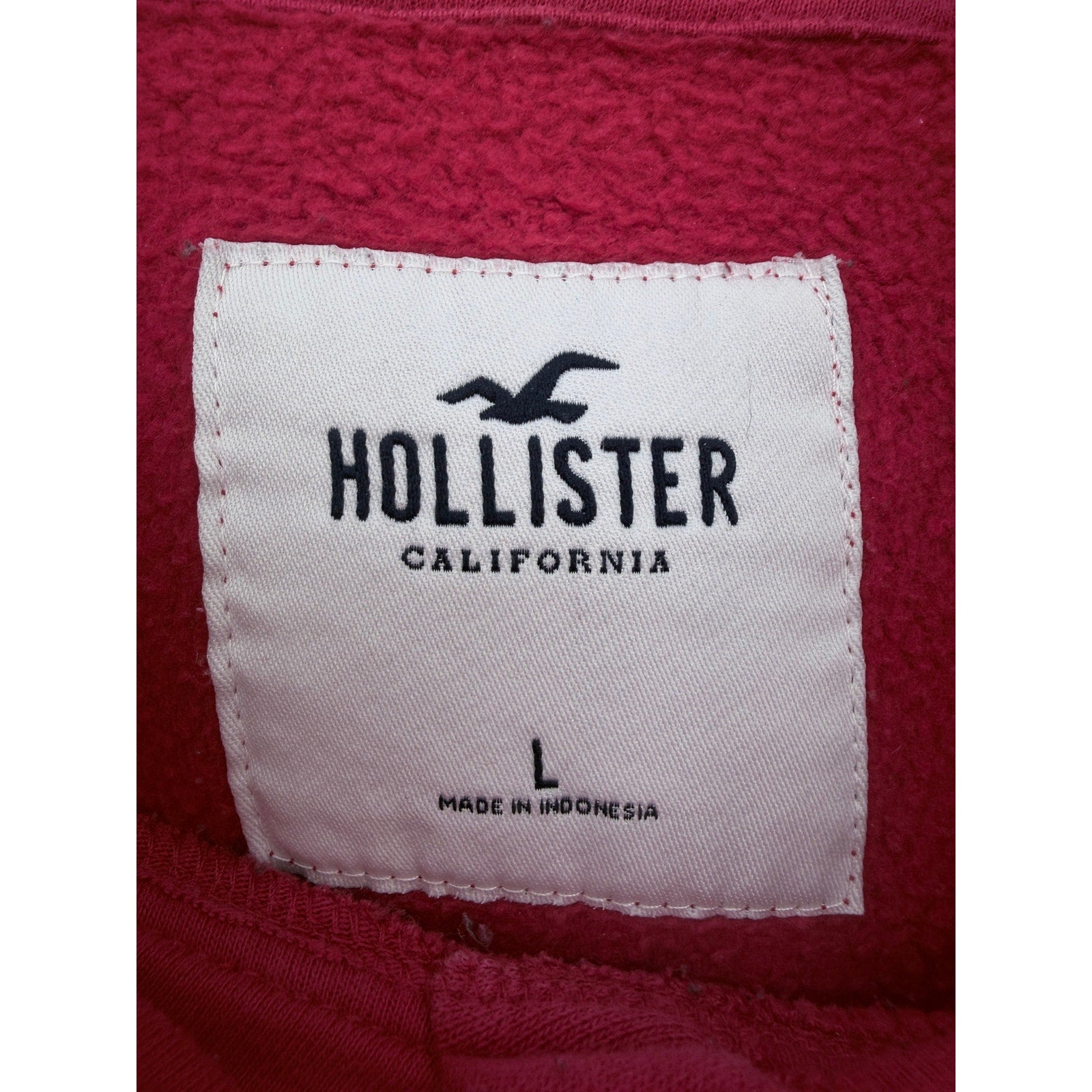 Hollister Hoodie Mens Large Red Embroidered Logo Pullover Sweatshirt