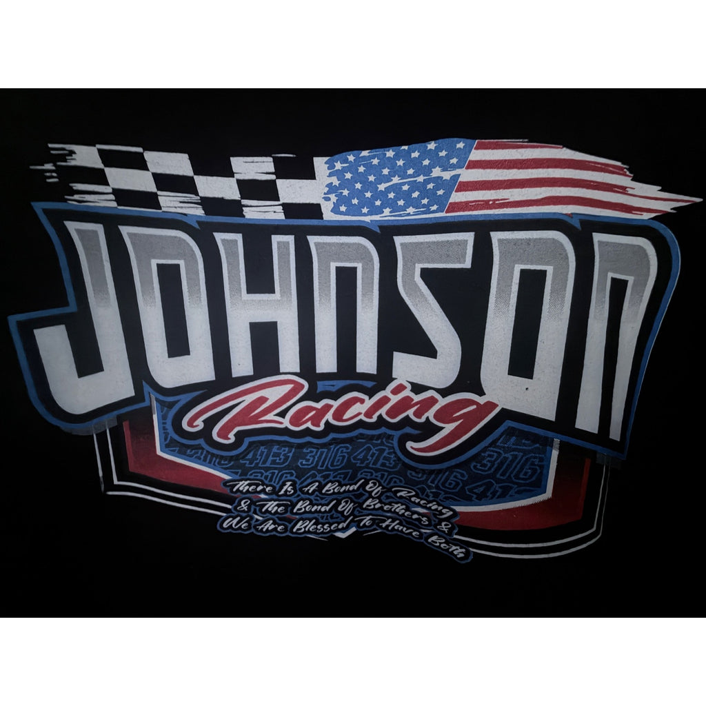 Johnson Racing Hoodie Mens L Black Dirt Track Graphic
