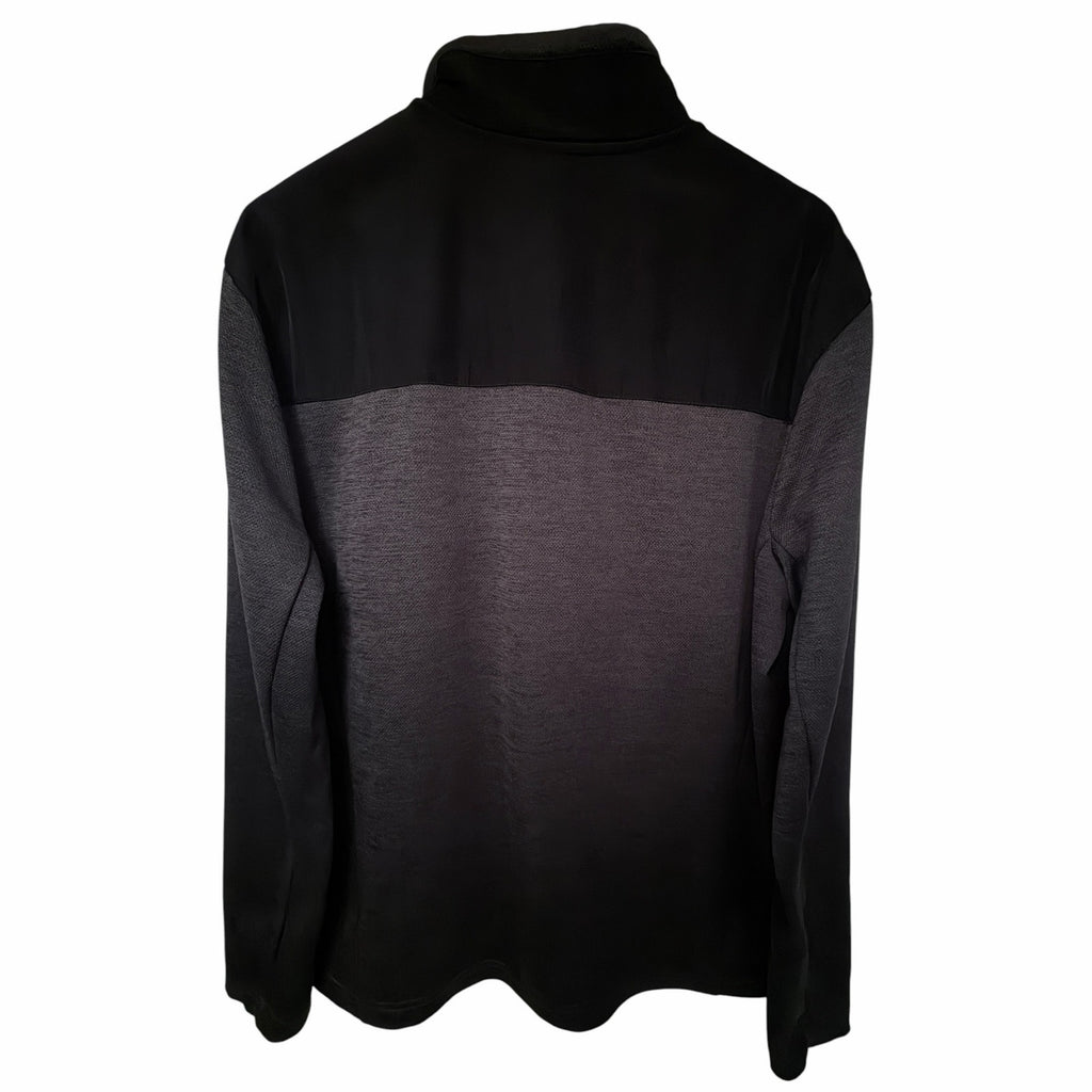 Orvis Men's Full Zip Fleece Jacket Large Black Gray Sweater Knit Outdoor