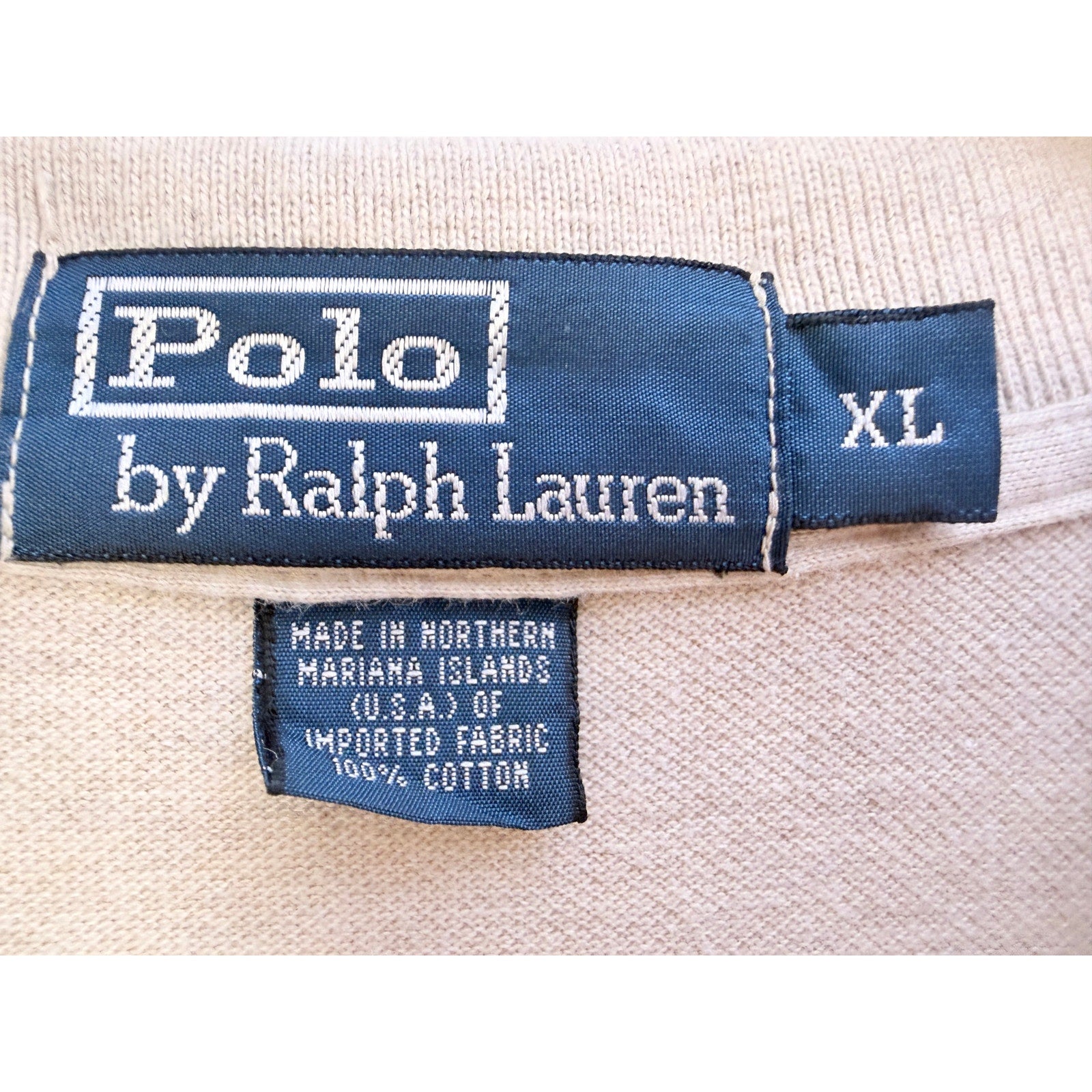 Polo Ralph Lauren Long Sleeve Polo Shirt Mens XL Beige Pony Logo Classic Fit