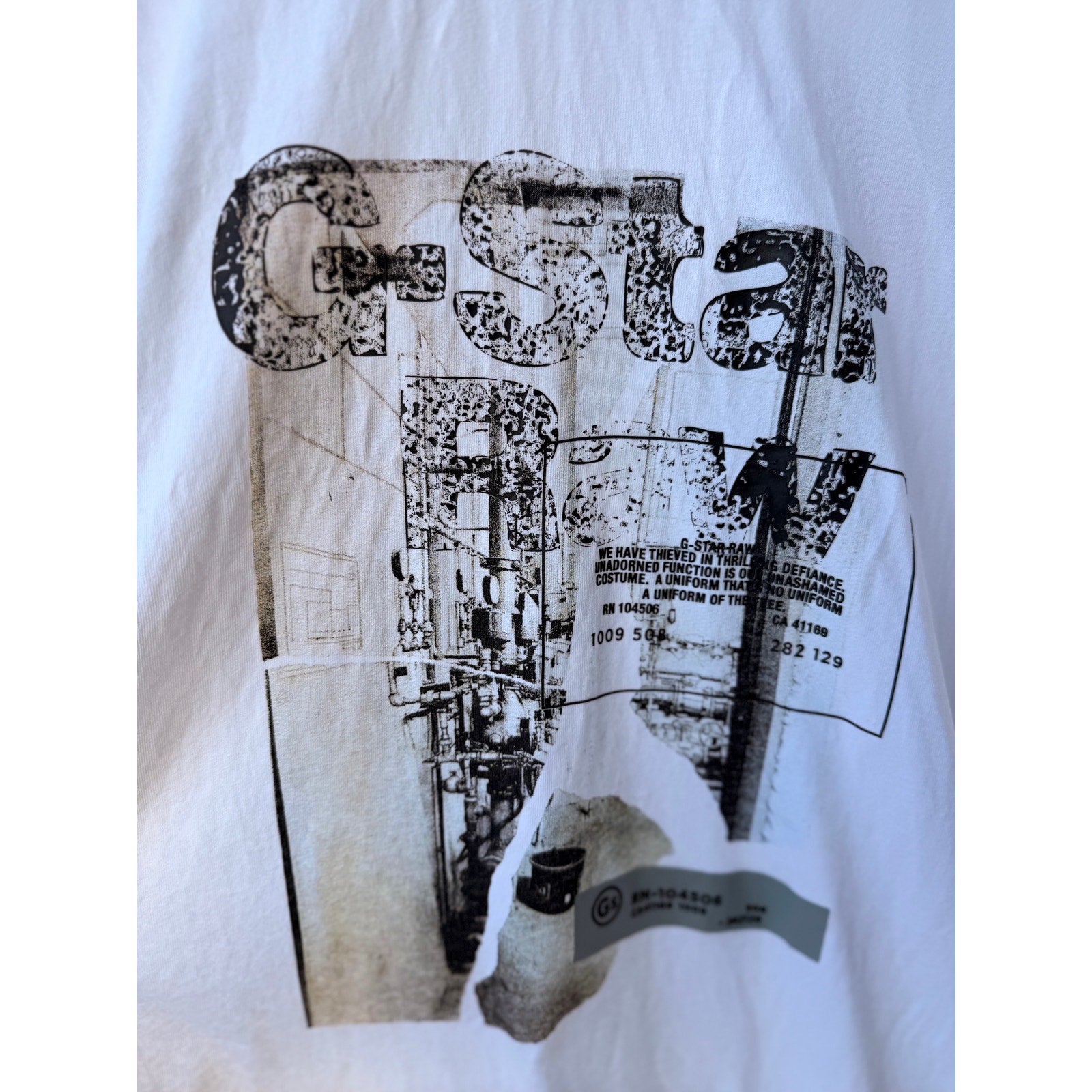 G Star Raw T Shirt Mens XXL White Logo Graphic