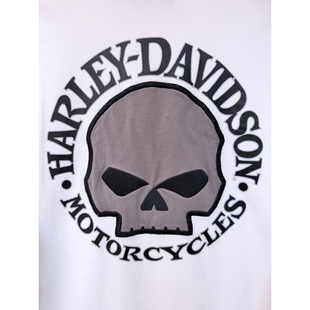 Harley Davidson Long Sleeve Shirt Mens XL White Skull Graphic Biker Tee