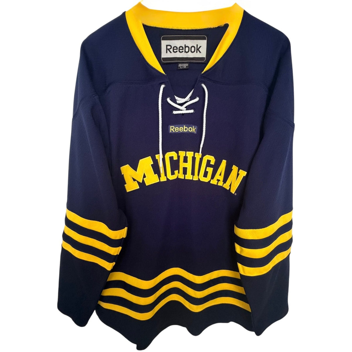 Reebok Navy Blue Polyester Michigan Sweatshirt - Men's L