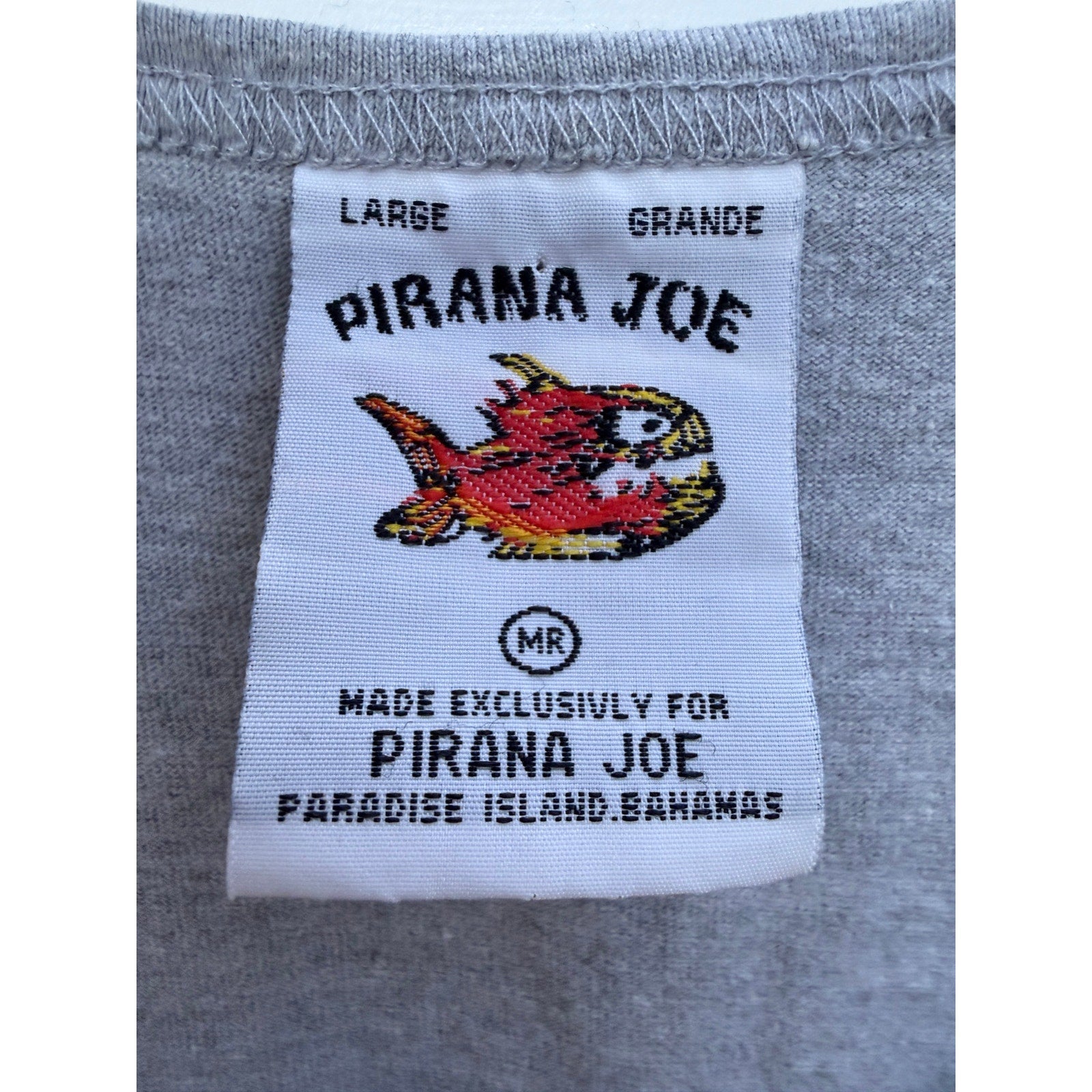Pirana Joe Skull Graphic Tank Top Mens Large Gray Bahamas Pirate Sleeveless