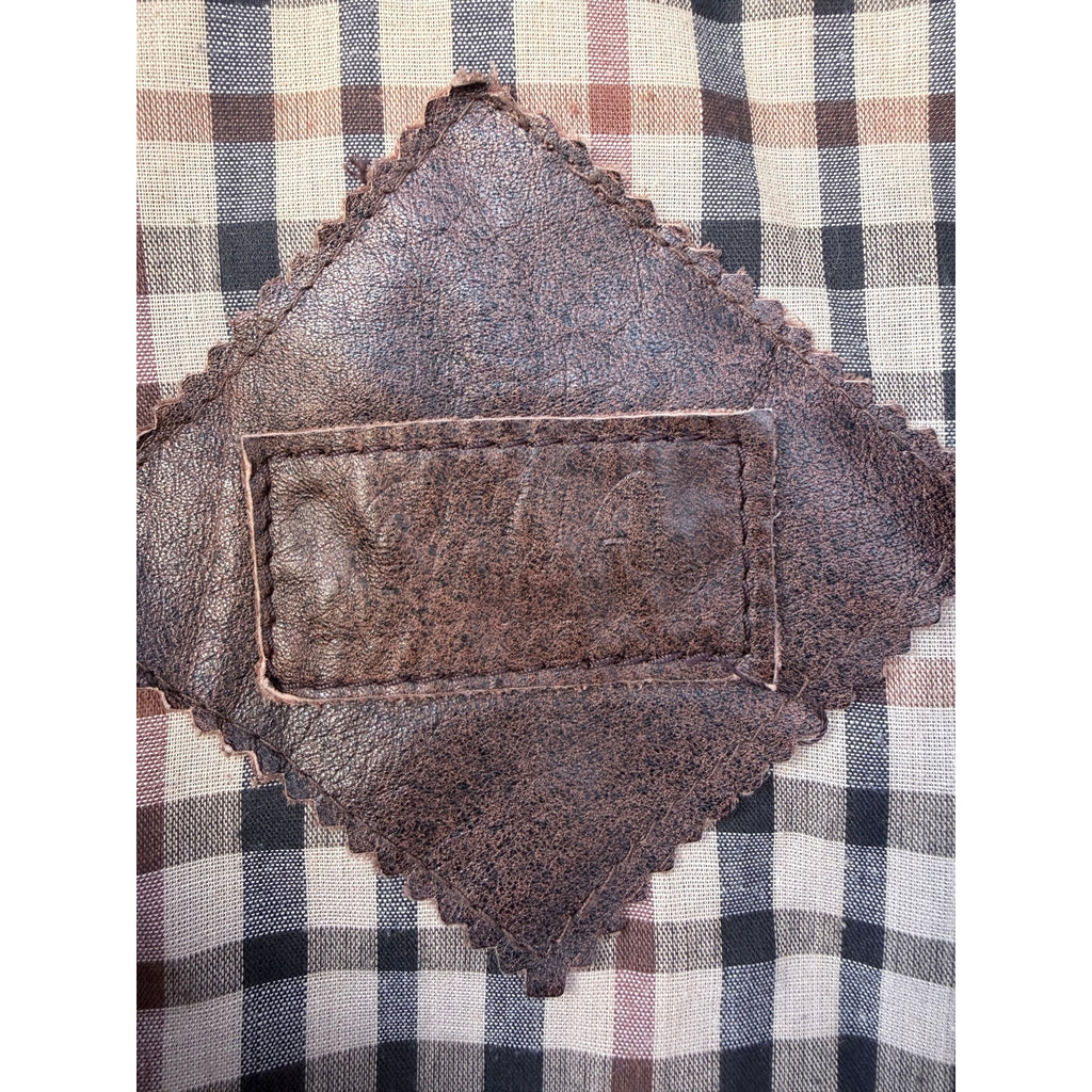 Vintage Leather Jacket Mens XL Brown Distressed Bomber Korea Made Plaid Lined additional view 3