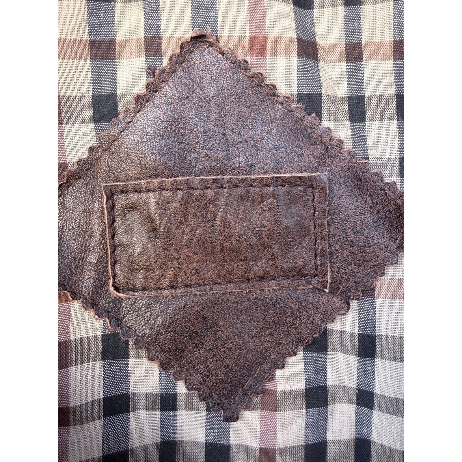 Vintage Leather Jacket Mens XL Brown Distressed Bomber Korea Made Plaid Lined additional view 3