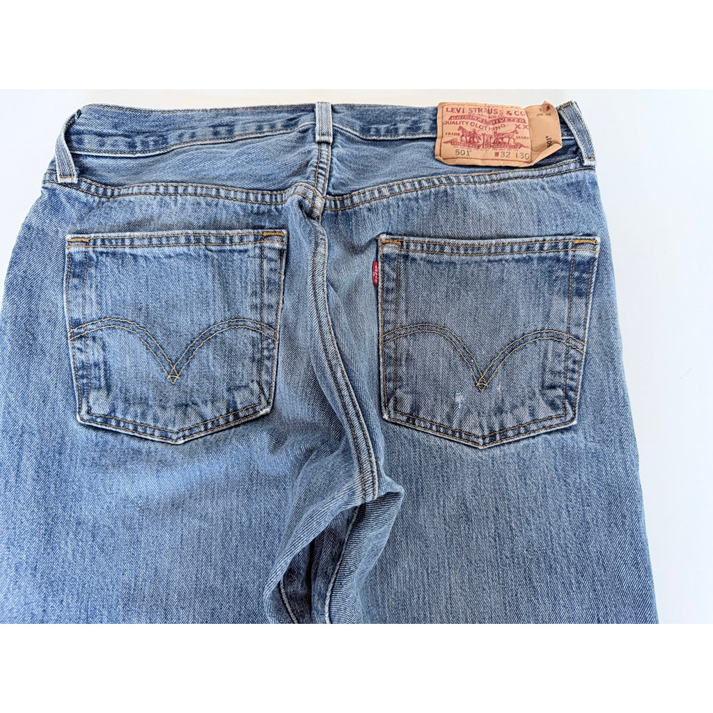 Levi Strauss 501 Jeans Mens 32x30 Blue Denim Button Fly Straight Leg Pants