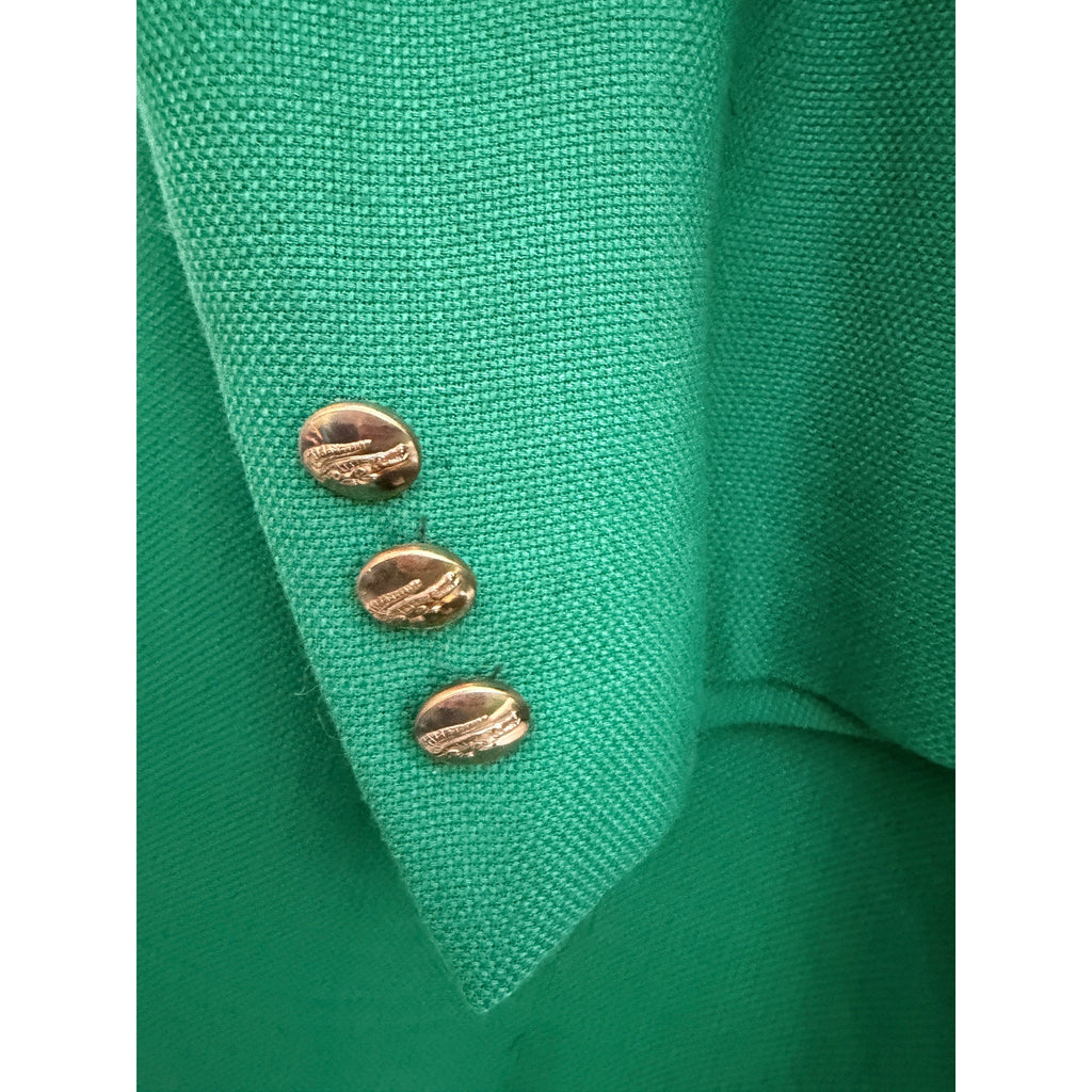 Vintage IZOD Lacoste Green Blazer Sport Coat Mens 40R USA Gold Buttons Preppy