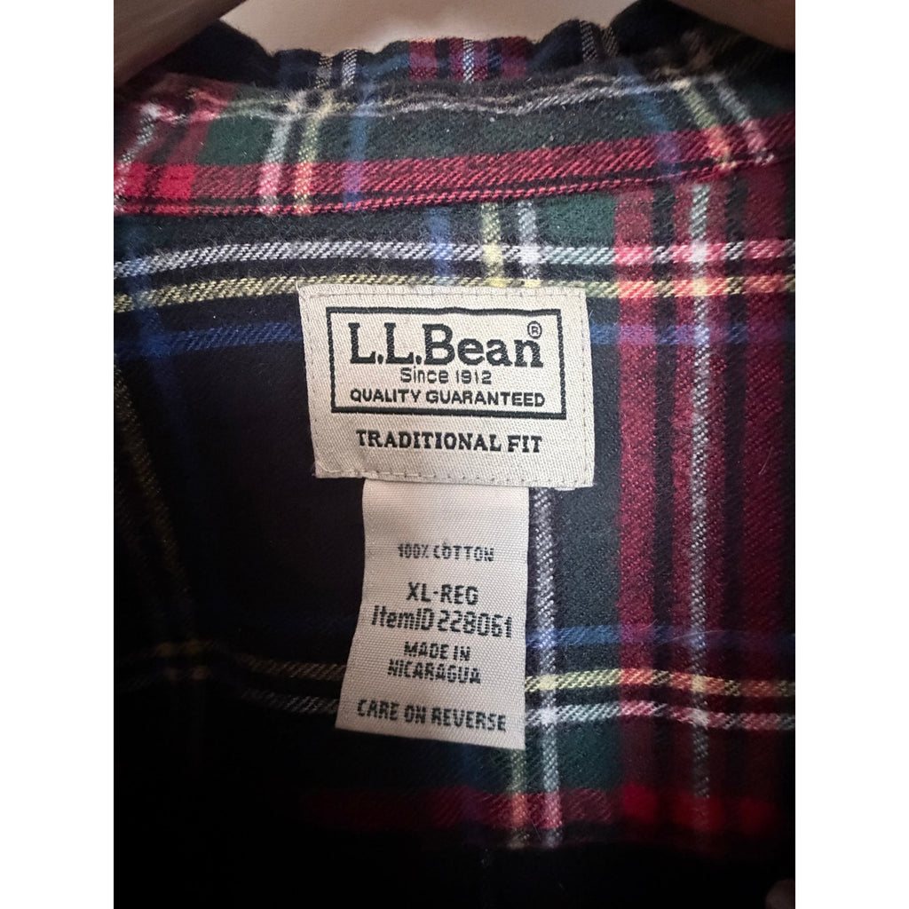 L.L.Bean Traditional Fit Plaid Button Down Shirt Mens XL Red Blue
