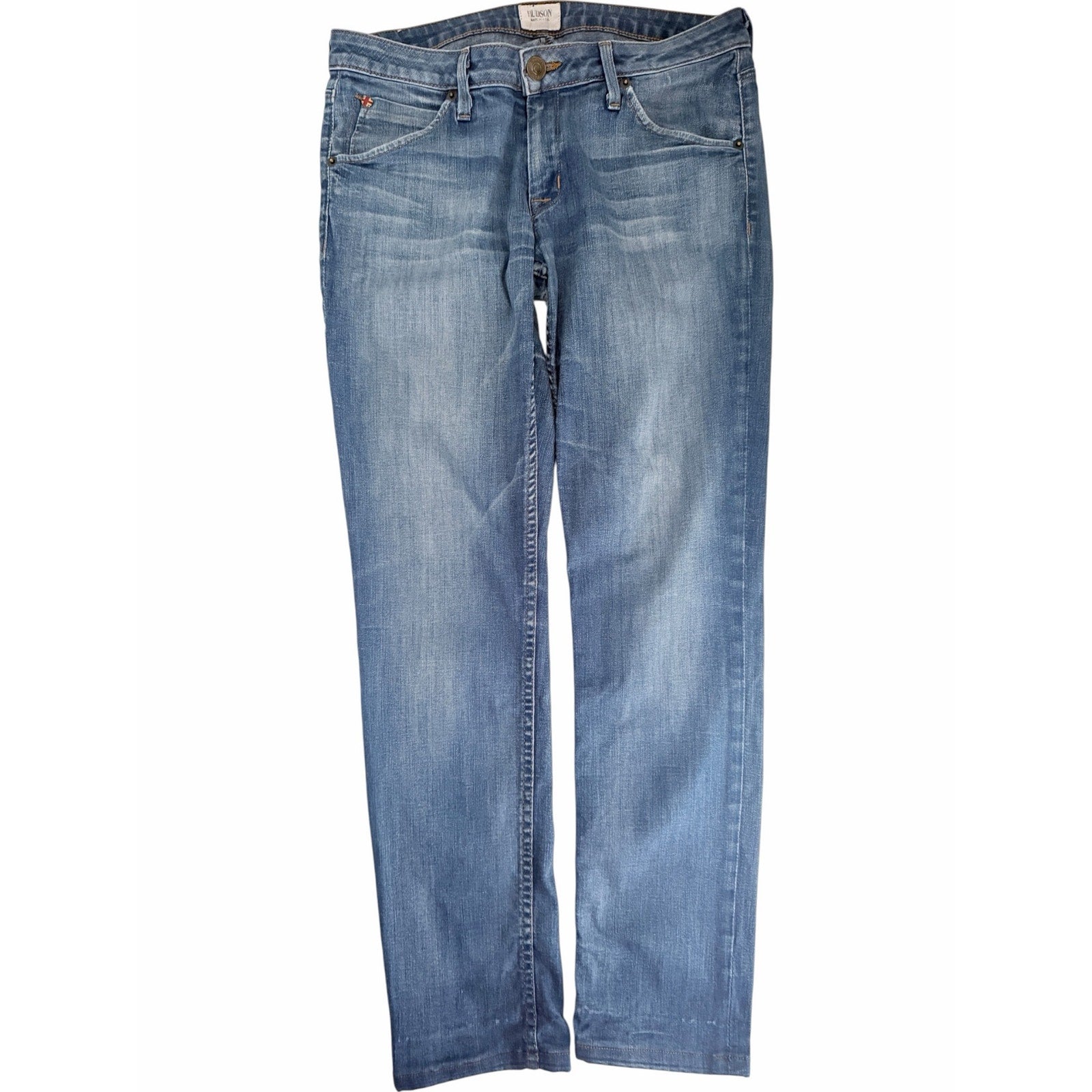 Hudson Bacara Crop Straight Mid Rise Jeans Women's 28 Made USA Stretch Denim