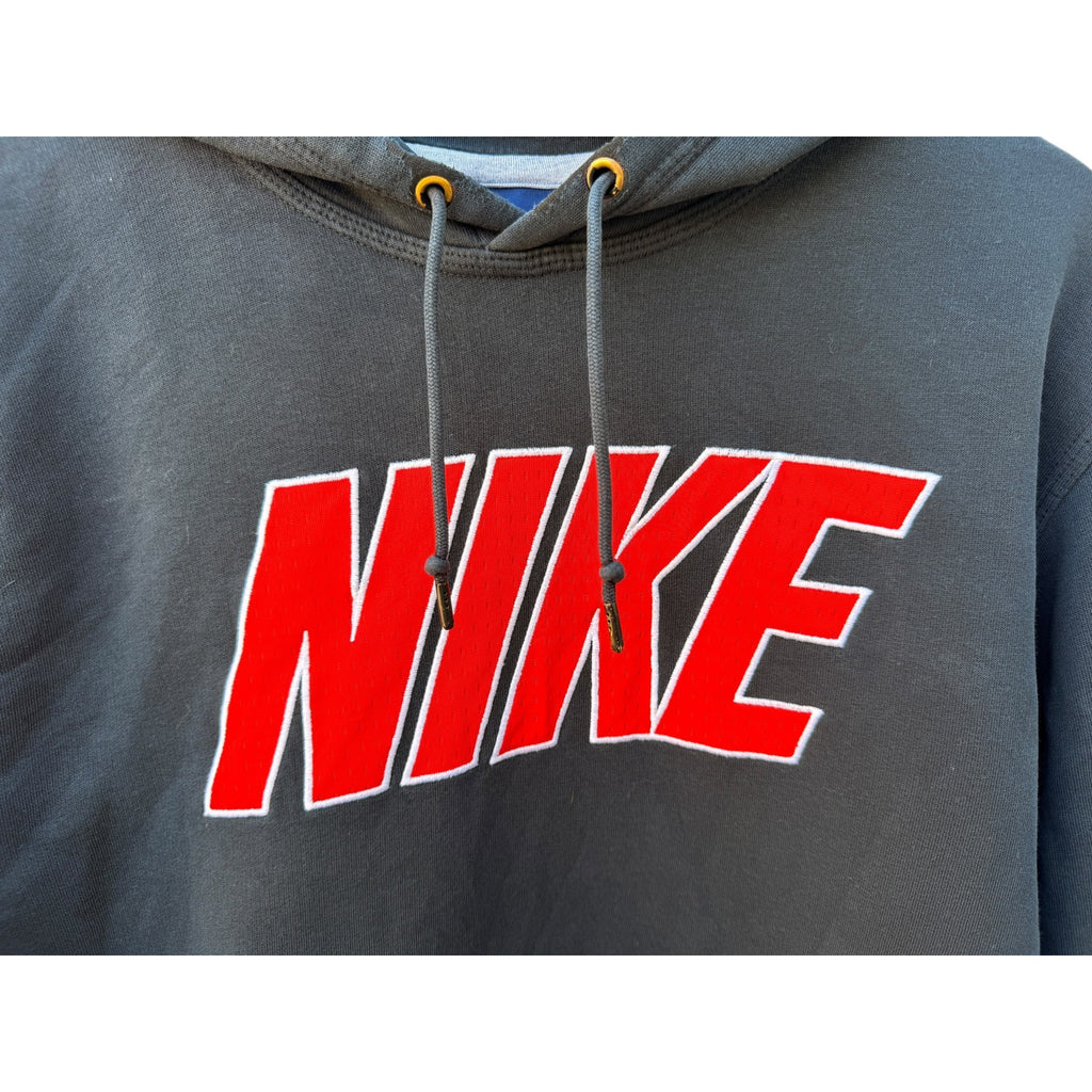 Nike Pullover Hoodie Mens XL Navy Red Spellout Logo Sweatshirt