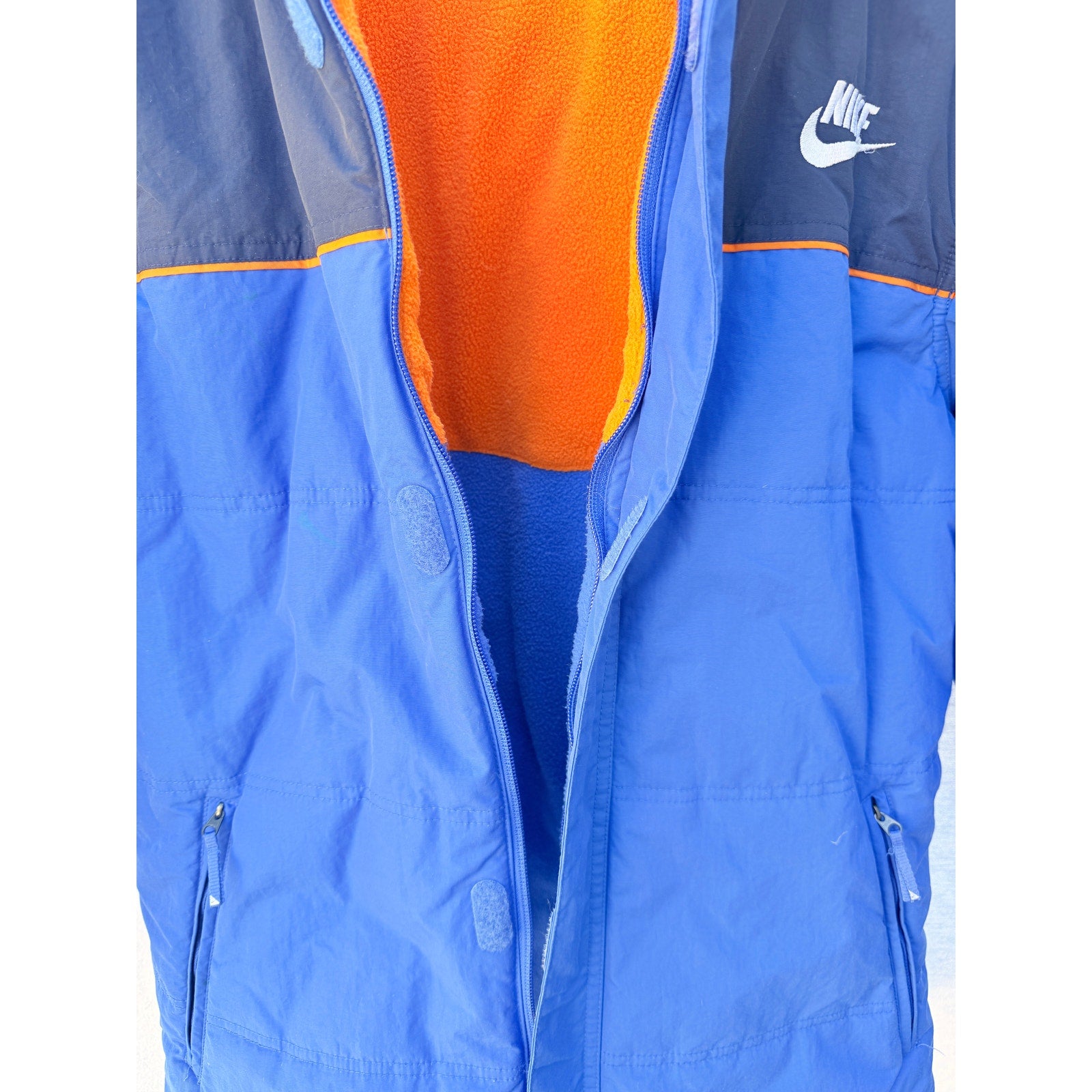 Nike Reversible Jacket Youth XL 18-20 Blue Orange Hooded Full Zip Coat Kids