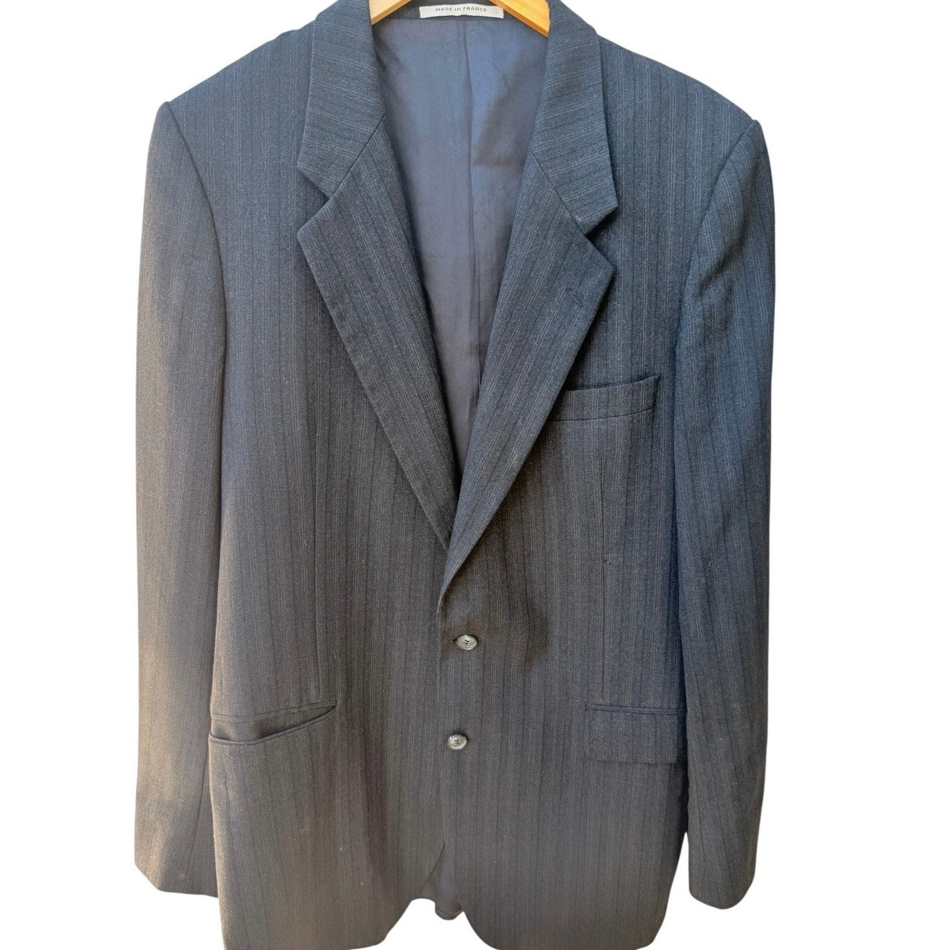 Yves Saint Laurent Blazer Jacket Mens 40R Gray Pinstripe Made In France Vintage