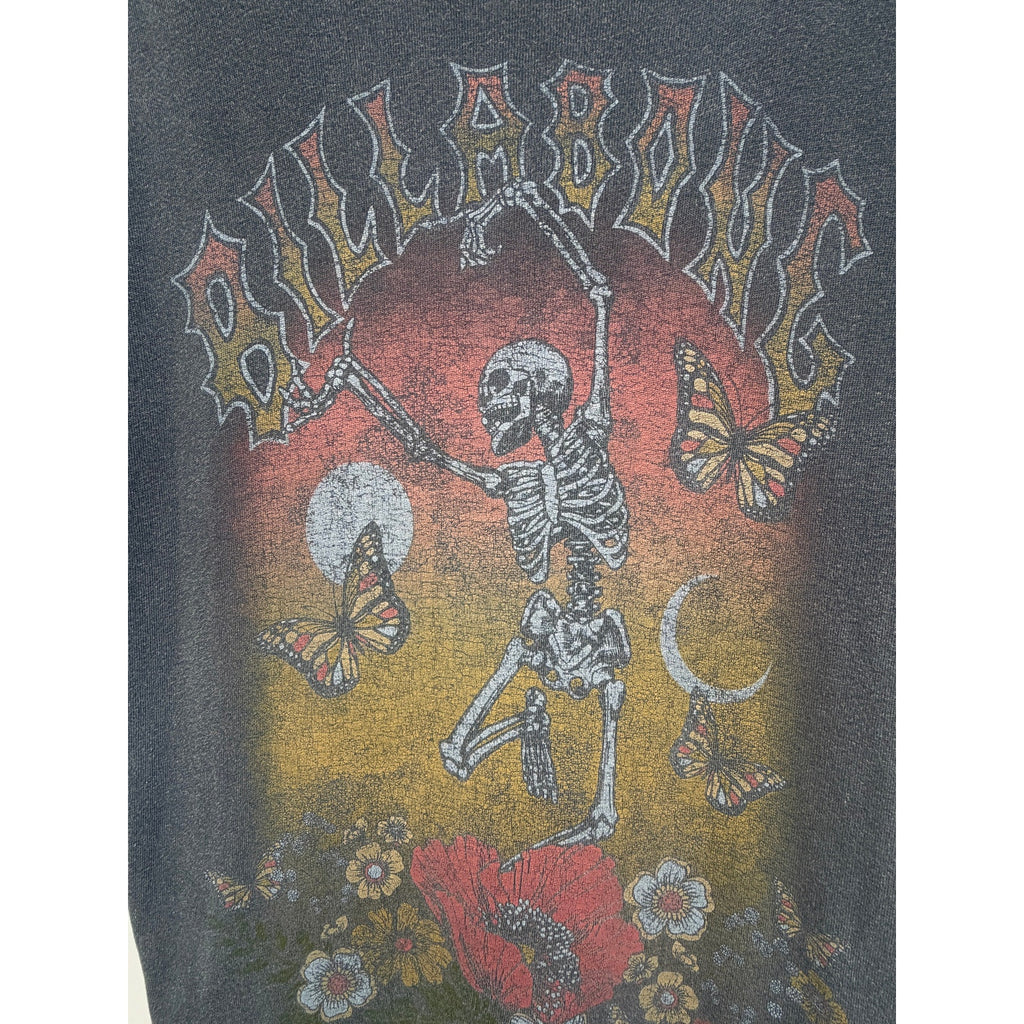 Billabong Skeleton Butterfly Floral Graphic T Shirt Mens Large