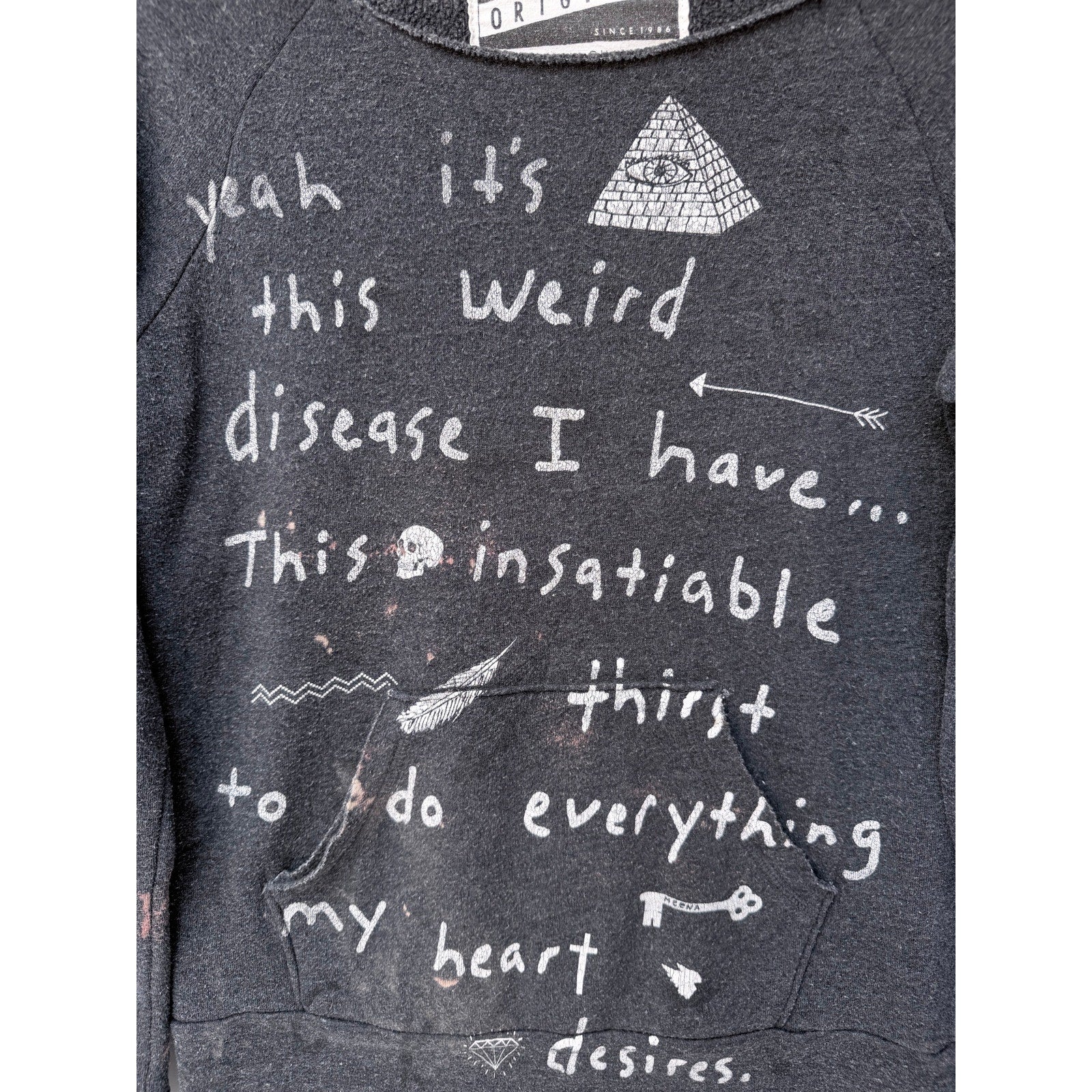 GLMR KLLS Graphic Sweatshirt Womens Large Gray Inspirational Quote Distressed