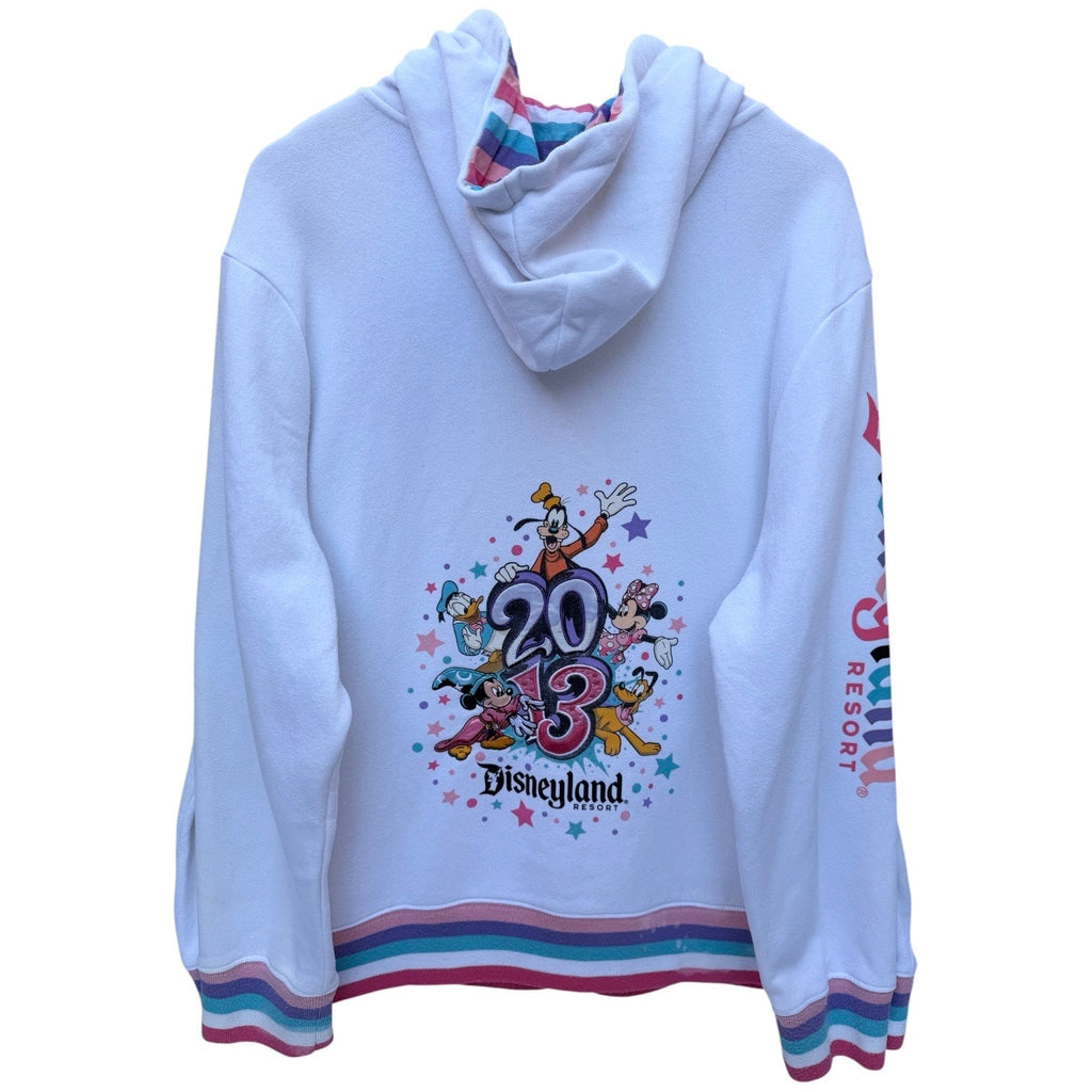 Disneyland 50th Anniversary Hoodie Womens 2XL White Mickey Full Zip Disney Parks