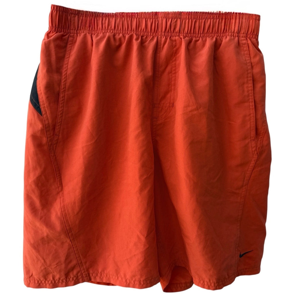Nike Swim Trunks Mens Medium Orange Black Athletic Swim Shorts