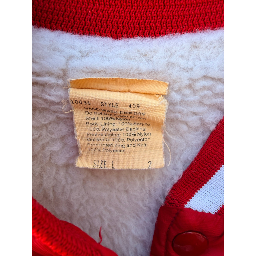 Allis Chalmers Varsity Jacket Mens Large Red Satin Bears Vintage