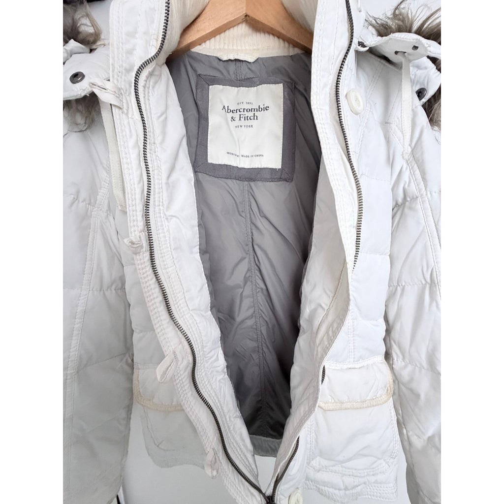 Abercrombie & Fitch White Puffer Jacket