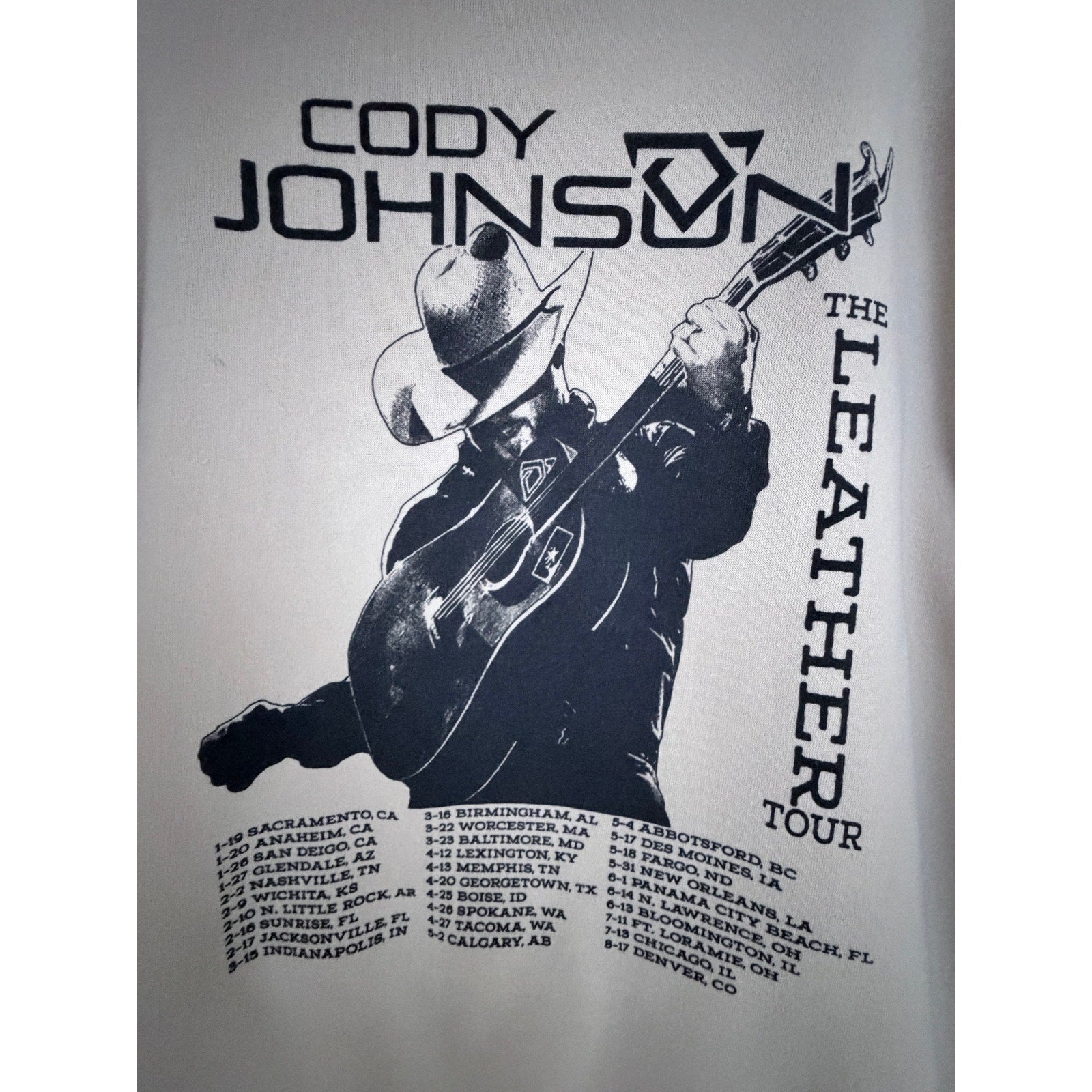Cody Johnson Leather Tour Hoodie Mens Large Beige Pullover Country Western