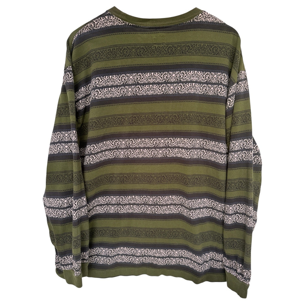Levis Vintage Style Shirt Mens Large Green Pattern Striped Sweater Casual