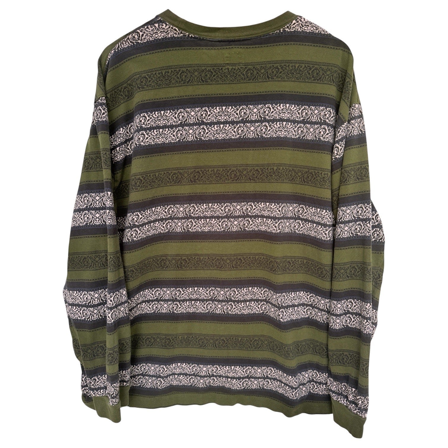 Levis Vintage Style Shirt Mens Large Green Pattern Striped Sweater Casual