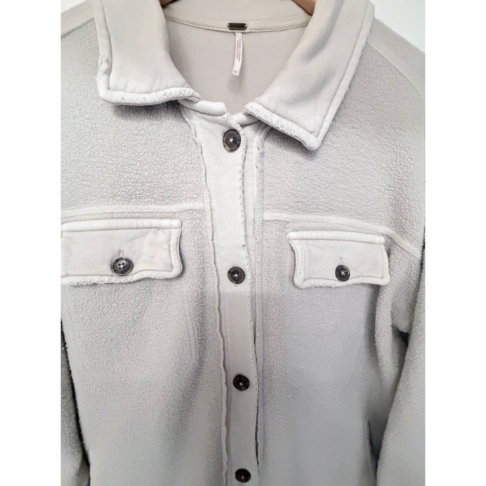 Free People Gray Fleece Shacket Womens XS