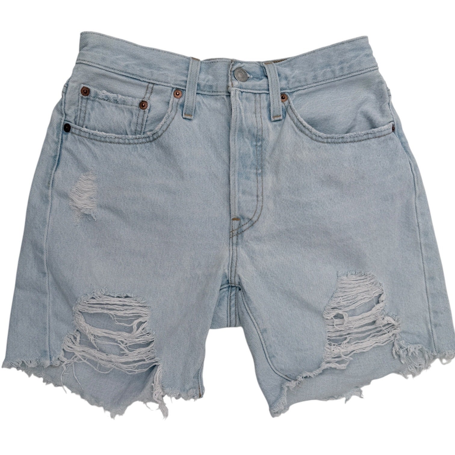 Levis 501 Denim Shorts Womens W26 Light Wash Distressed Cut Off Jean Shorts