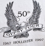Hanes Men's White Hollister Motorcycle Classic 50th Anniversary Full-Zip Crewneck T-Shirt — view 4