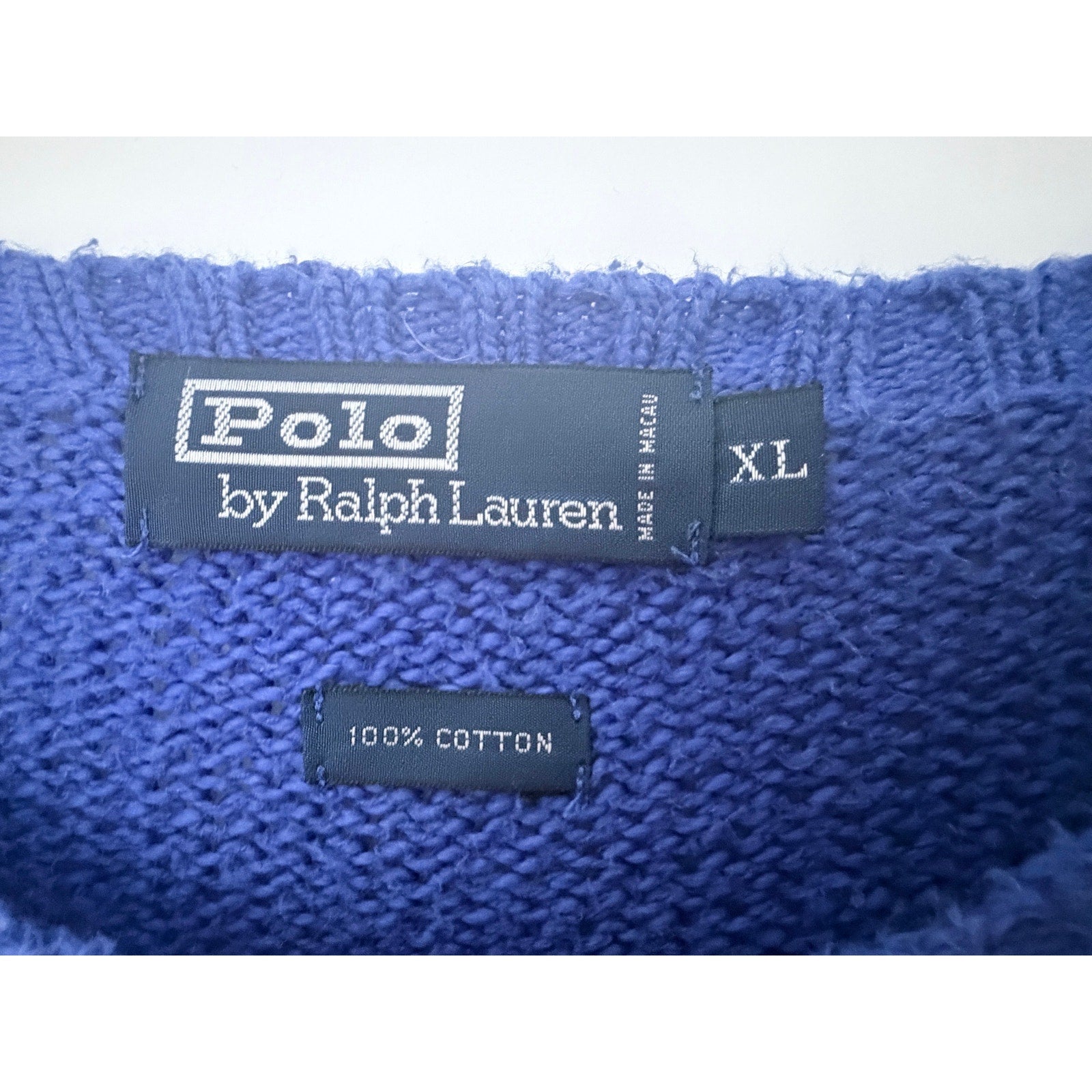 Polo Ralph Lauren Sweater Mens XL Blue Cotton Knit Pullover