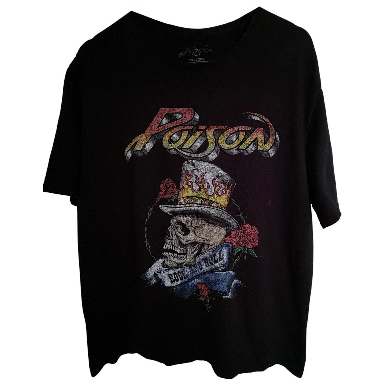 Poison Rock N Roll Skull Graphic Band T Shirt Black Mens 2XL