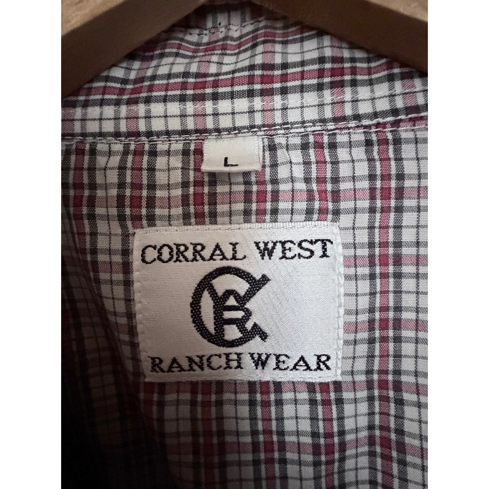 Corral West Ranchwear Plaid Pearl Snap Western Shirt Mens Large Cowboy