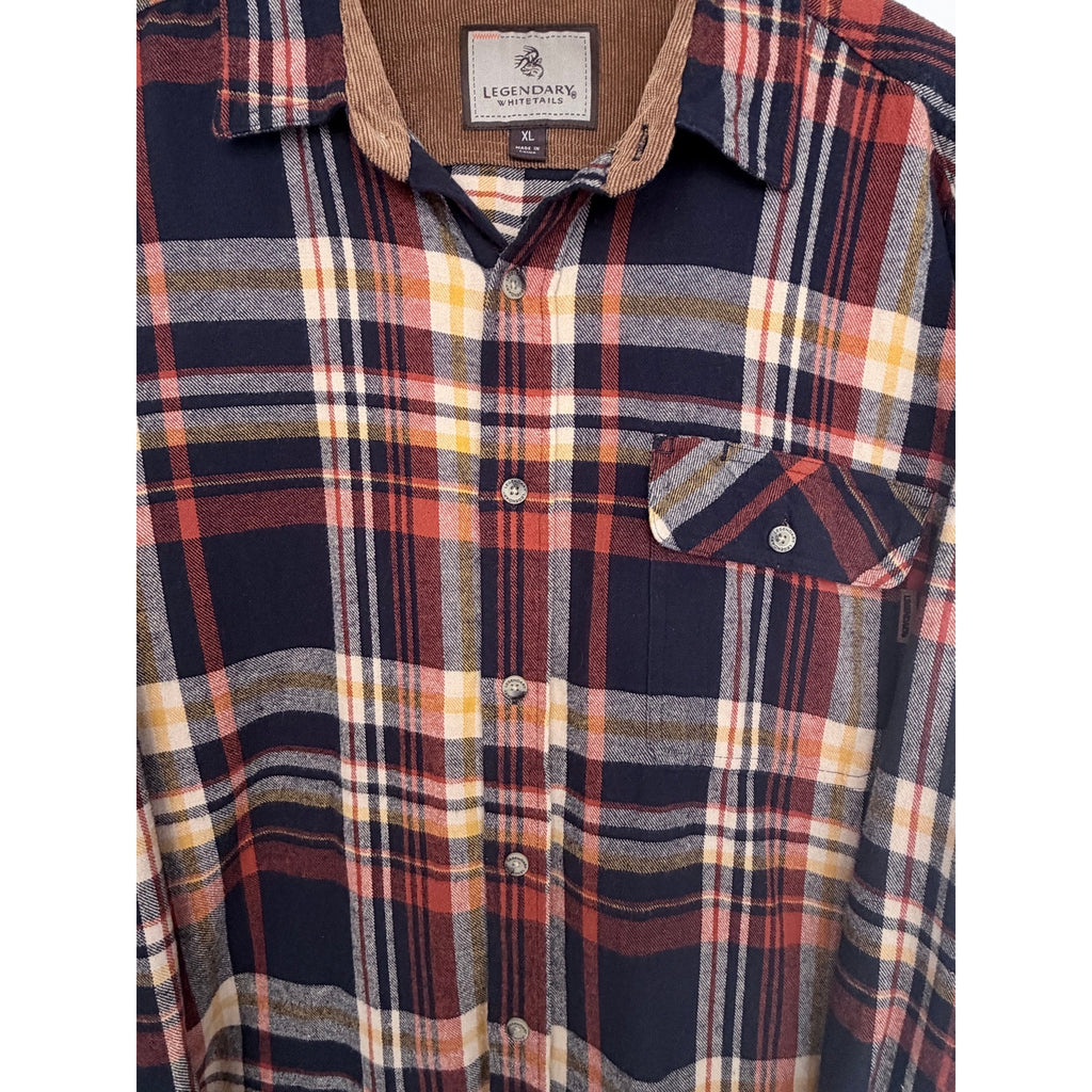Legendary Whitetails Flannel Shirt Jacket Mens XL Plaid Corduroy Collar Shacket