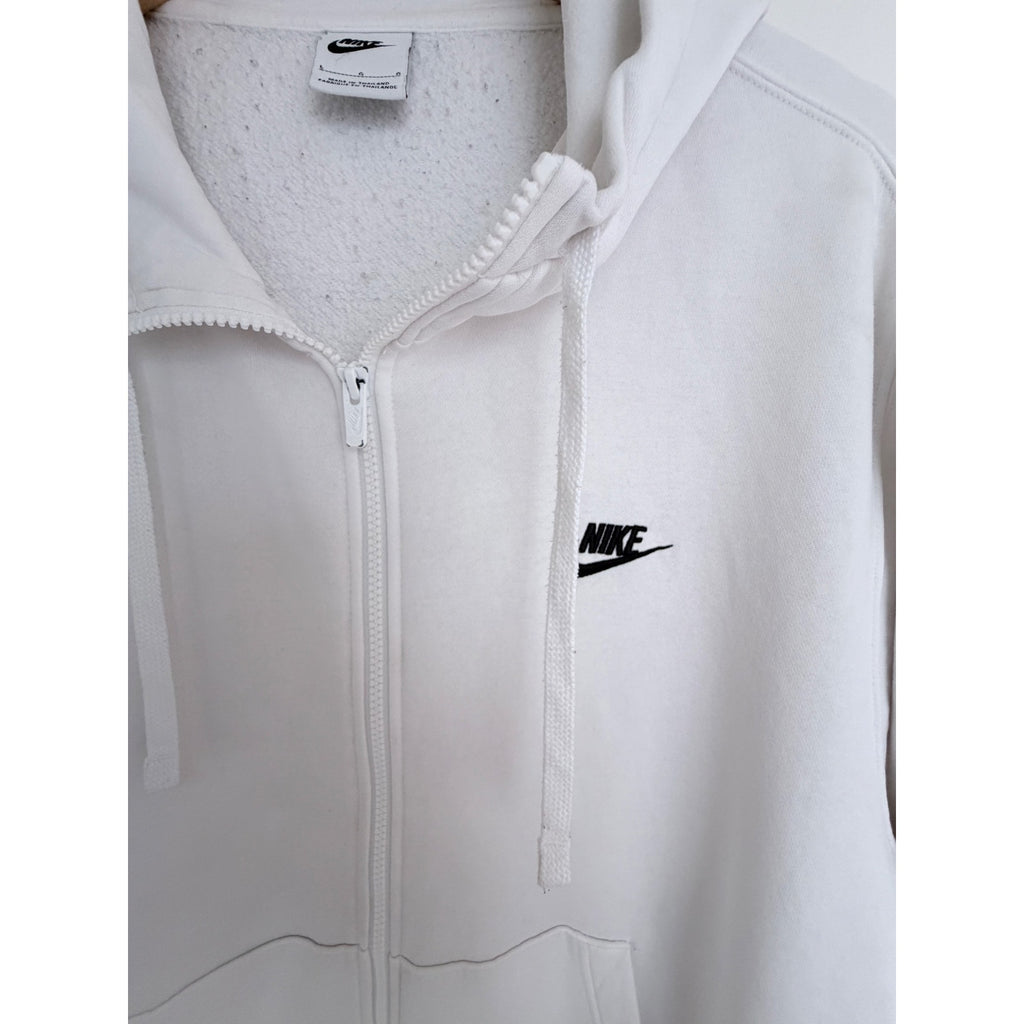 Nike Full Zip Hoodie Mens Large White Fleece Sweatshirt Swoosh Y2K